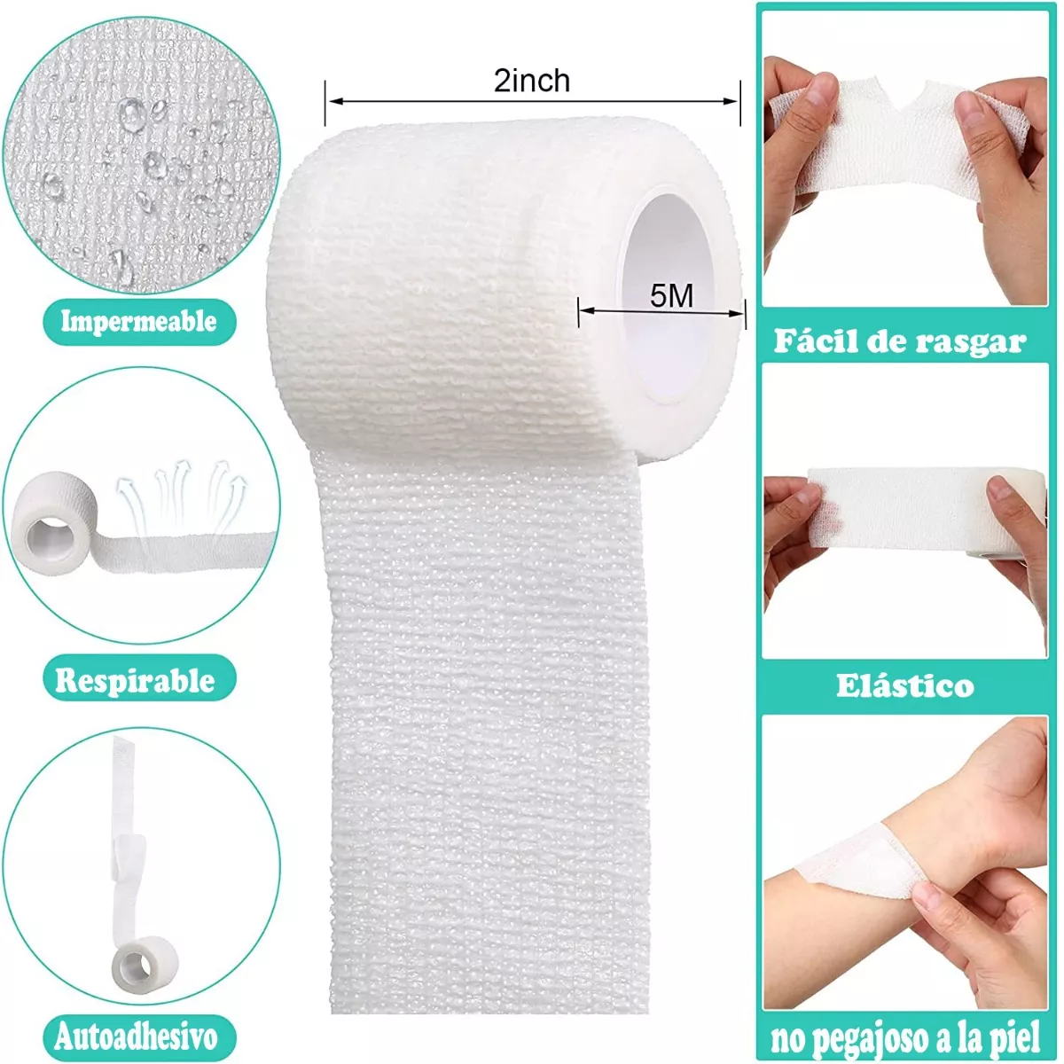 Foto 2 | Set Venda Elástica Auto adherible Eo Safe Imports Esi-9893 Blanco 24 Piezas