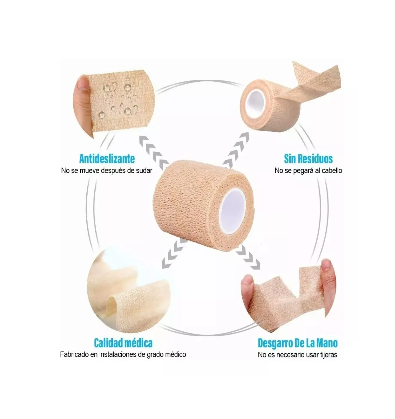 Foto 4 pulgar | Cinta Venda Elástica Cohesiva Autoadherible de 5cm X 4.5m Beige