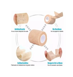 Foto 3 | Cinta Venda Elástica Cohesiva Autoadherible de 5cm X 4.5m Beige