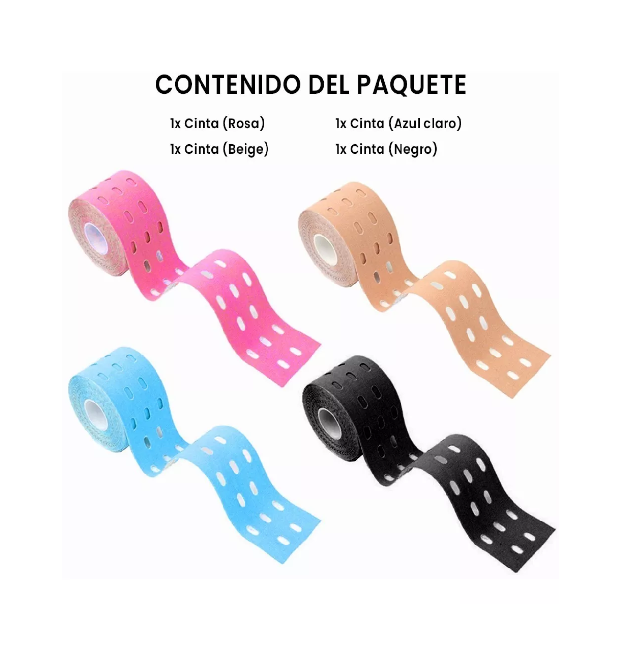 Foto 3 pulgar | Cinta Kinesiológica Neuromuscular Tape 5 M x 5 Cm 4 Piezas