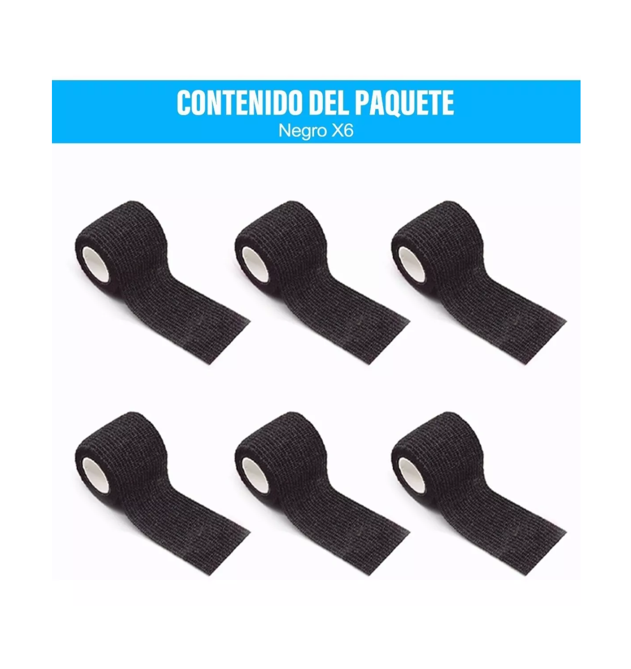 Foto 2 | Vendas Elásticas Belug Negras 6 Piezas
