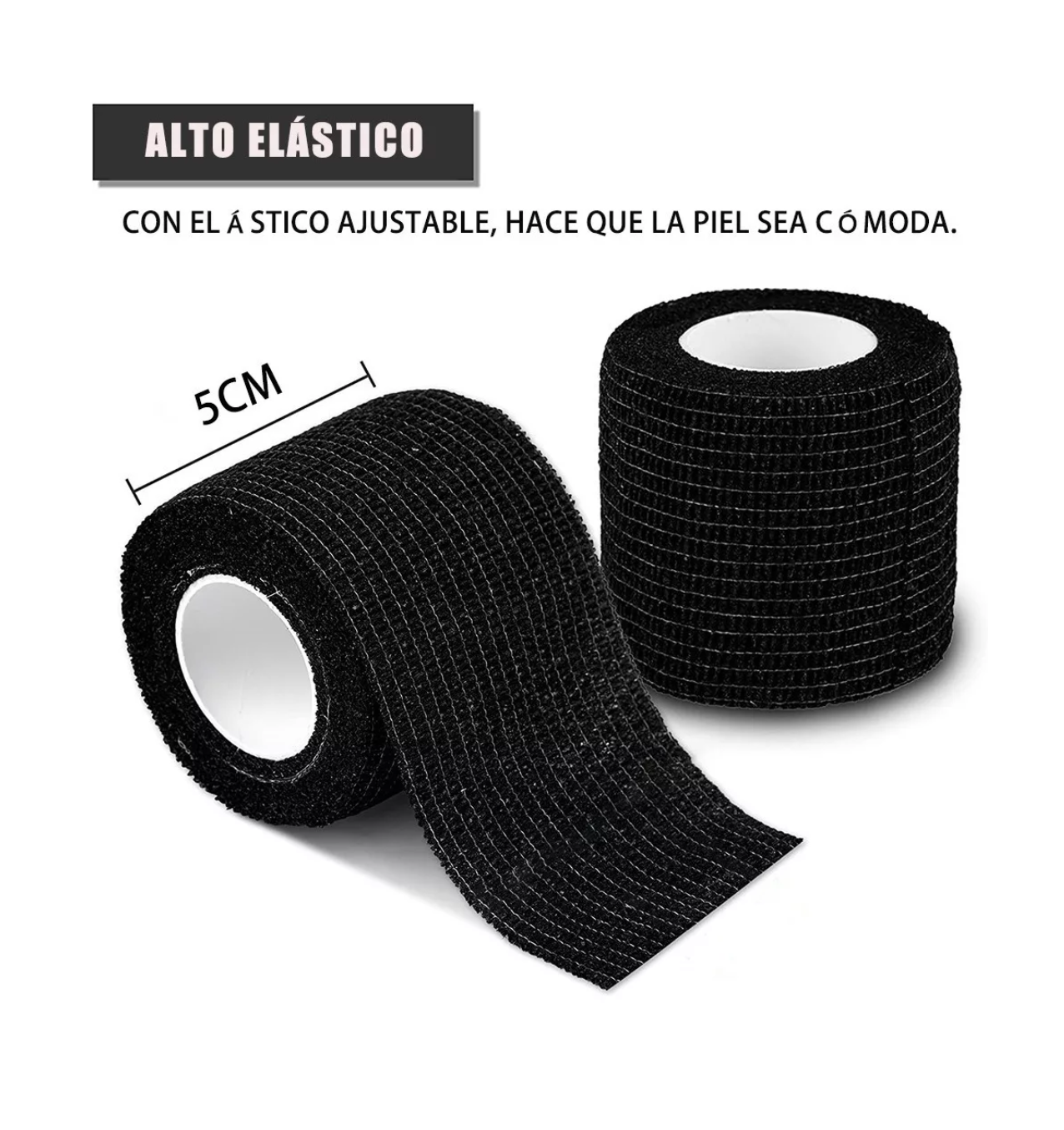 Foto 4 pulgar | Venda Elástica Cohesiva Autoadherible De 5 Cm X 4.5 M, 12 Pzs Negro