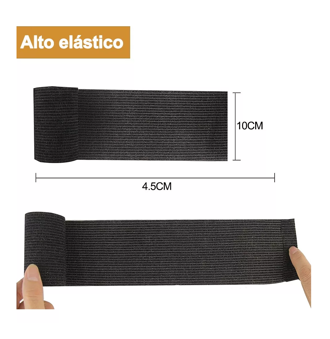 Foto 4 pulgar | Vendas Elásticas Cohesivas Autoadherible Belug Negras de 10 cm x 4.5 m 8 Piezas