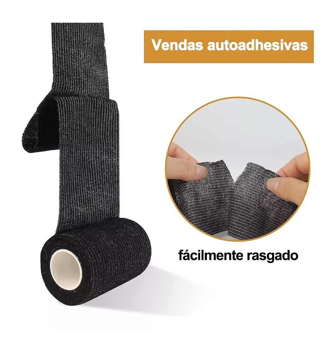 Foto 6 pulgar | Vendas Elásticas Cohesivas Autoadherible Belug Negras de 10 cm x 4.5 m 8 Piezas