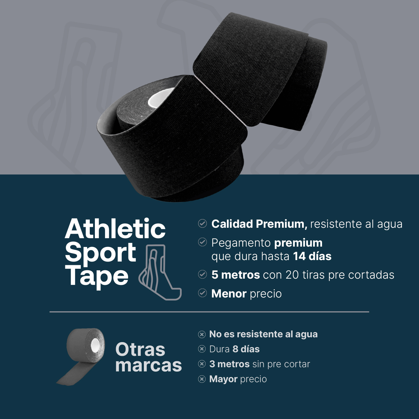 Foto 3 pulgar | Cinta Kinesiológica Pre-cortada Paquete Con 4 Rollos. Vendaje De Apoyo. Sport Tape B Life.