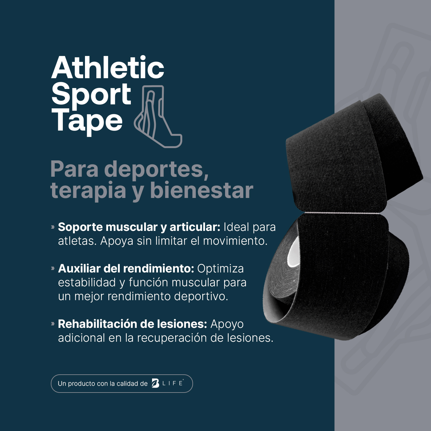 Foto 5 pulgar | Cinta Kinesiológica Pre-cortada Paquete Con 4 Rollos. Vendaje De Apoyo. Sport Tape B Life.
