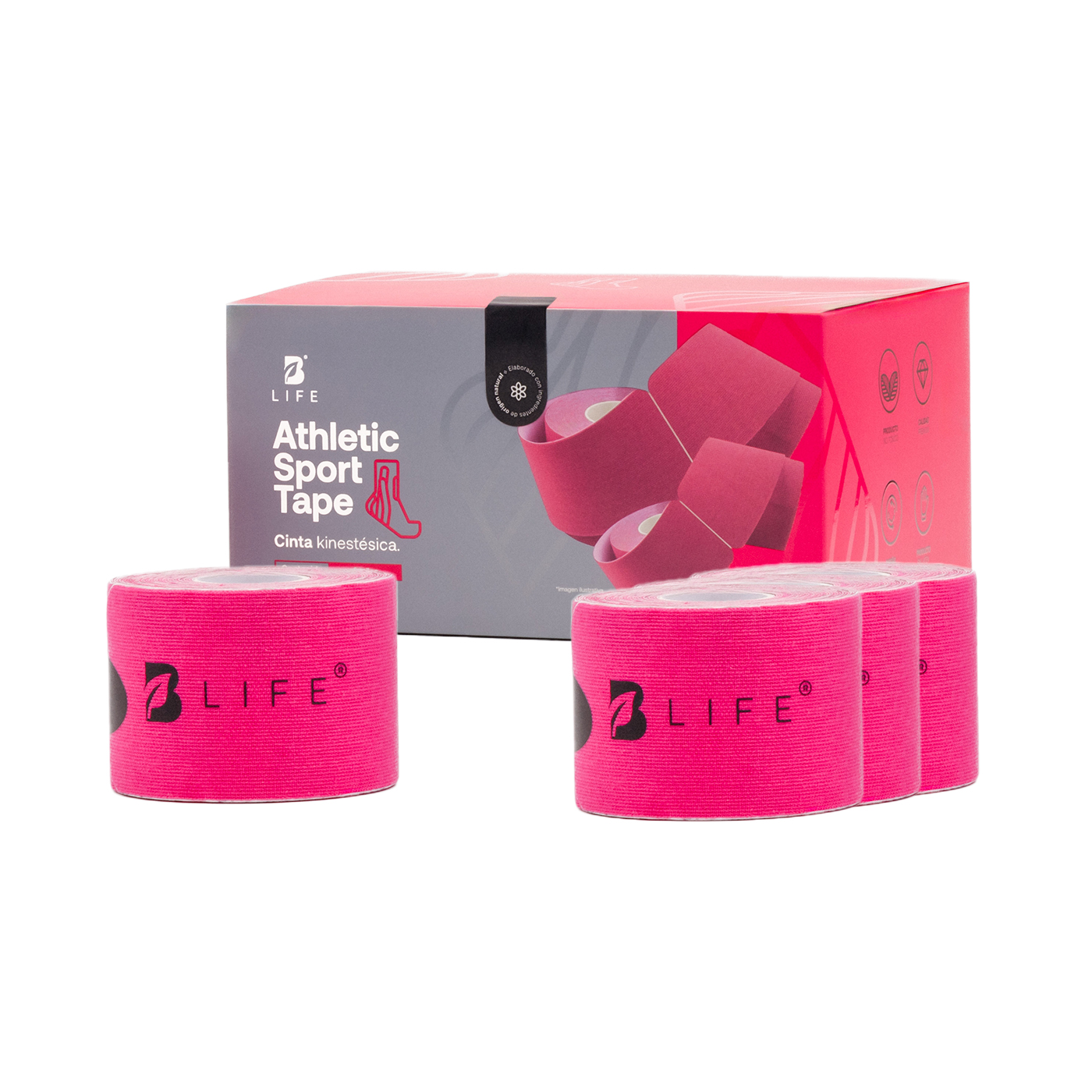 Cinta Kinesiológica Pre-cortada Paquete Con 4 Rollos. Vendaje De Apoyo. Sport Tape B Life.