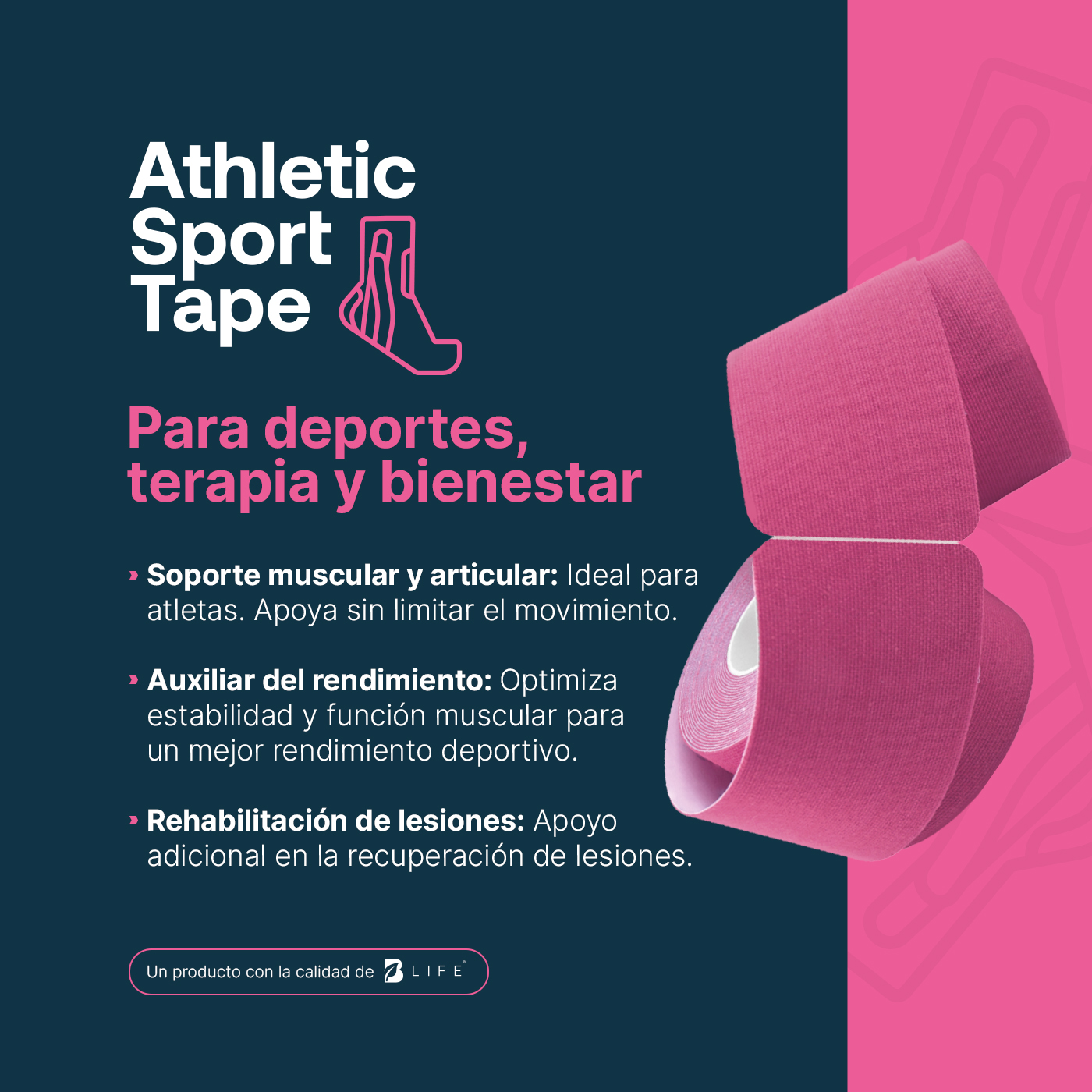 Foto 5 pulgar | Cinta Kinesiológica Pre-cortada Paquete Con 4 Rollos. Vendaje De Apoyo. Sport Tape B Life.