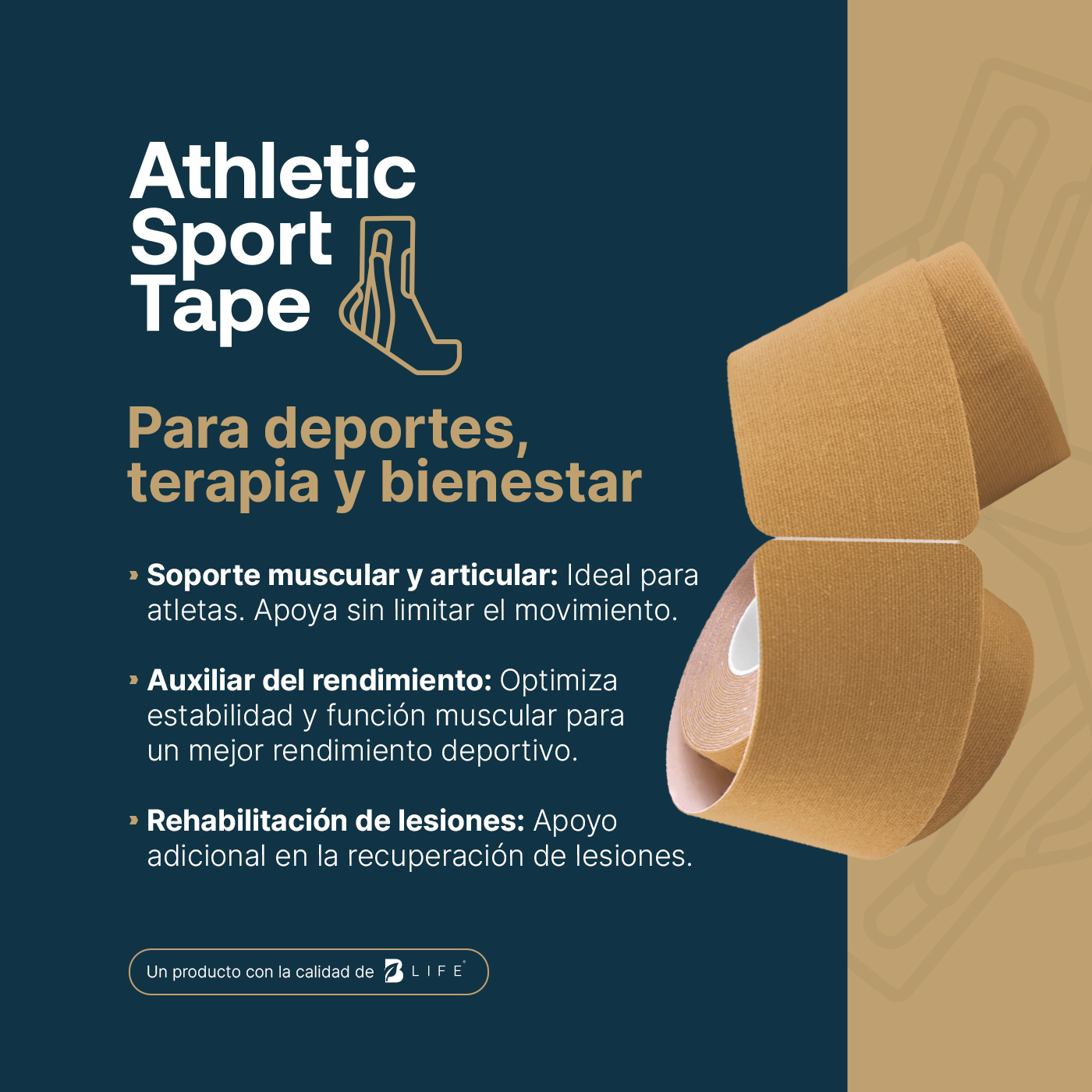 Foto 5 pulgar | Cinta Kinesiológica Pre-cortada Paquete Con 4 Rollos. Vendaje De Apoyo. Sport Tape B Life.