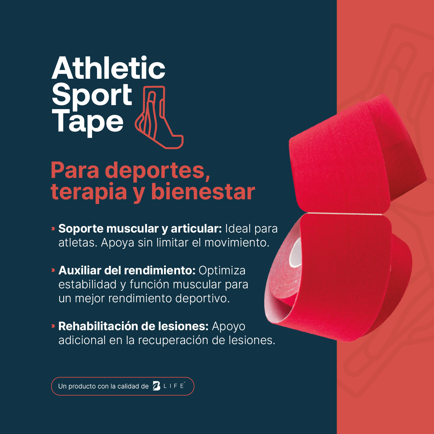 Foto 5 pulgar | Cinta Kinesiológica Pre-cortada Paquete Con 4 Rollos. Vendaje De Apoyo. Sport Tape B Life.