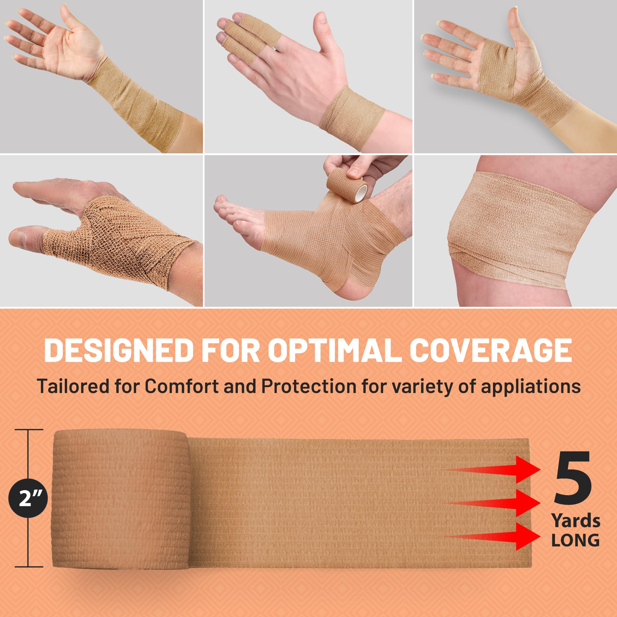Foto 2 | Envoltura Autoadhesiva Y Cohesiva Medca De Bandages, 5 Cm X 4,5 M, Paquete De 6 - Venta Internacional.