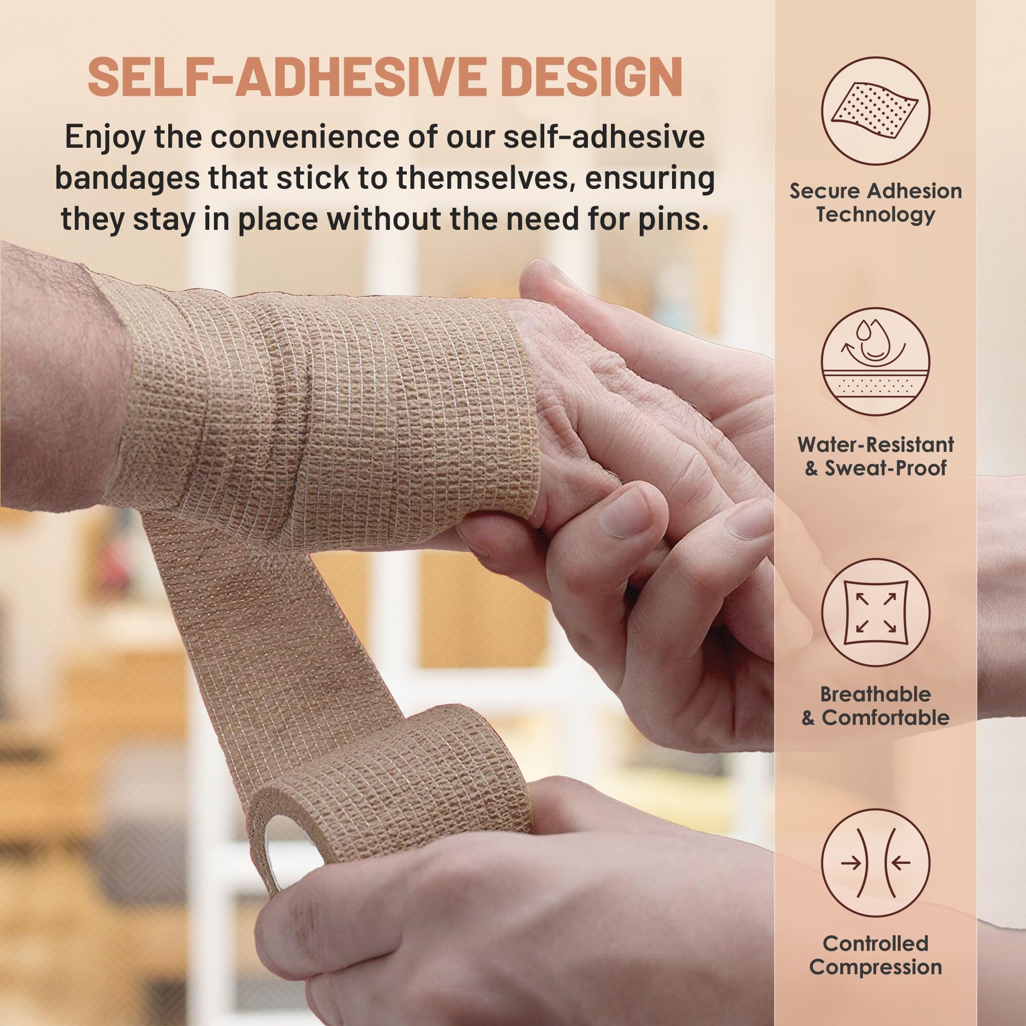 Foto 5 pulgar | Envoltura Autoadhesiva Y Cohesiva Medca De Bandages, 5 Cm X 4,5 M, Paquete De 6 - Venta Internacional.