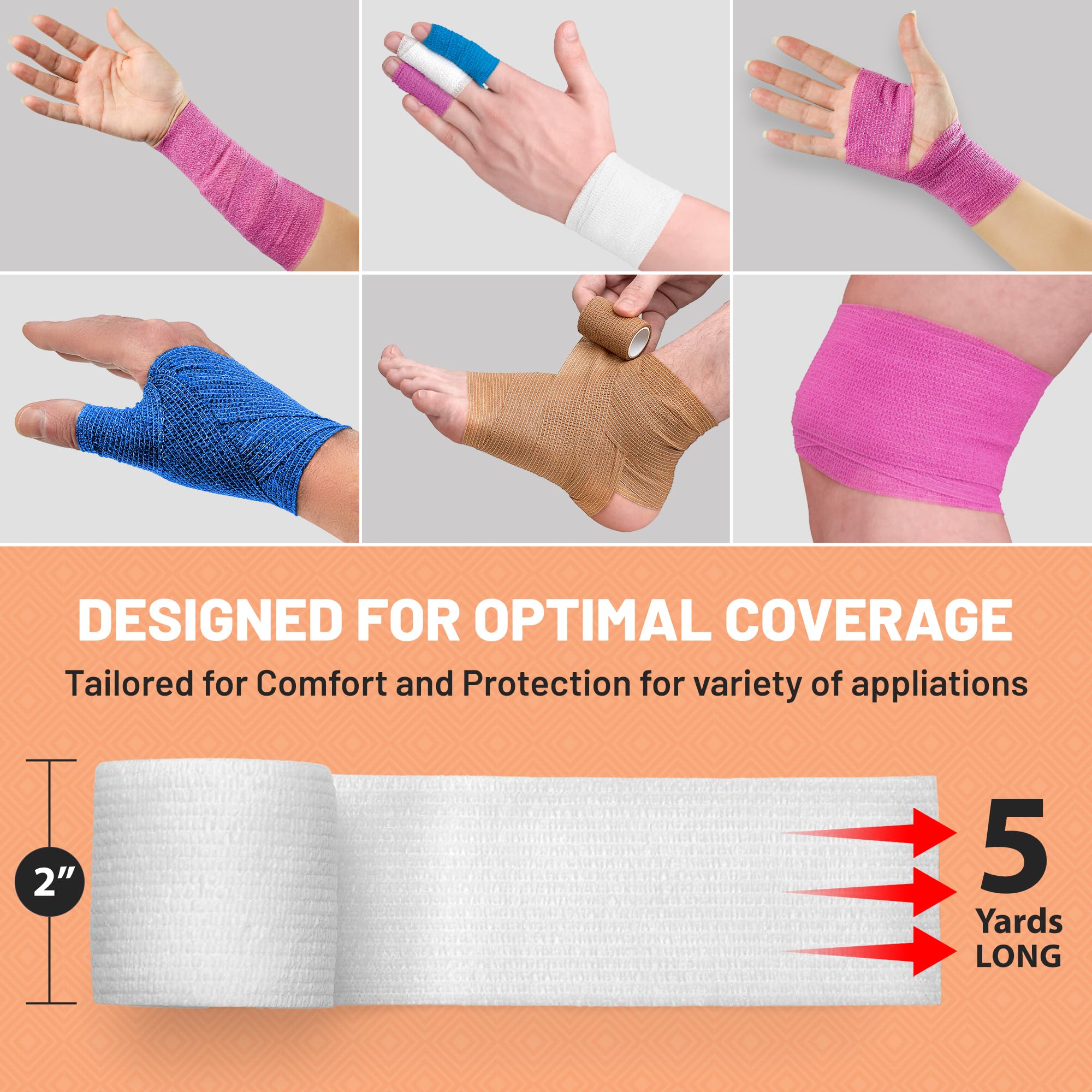 Foto 2 | Envoltura Autoadhesiva Y Cohesiva Medca De Bandages, 5 Cm X 4,5 M, Paquete De 12 - Venta Internacional.
