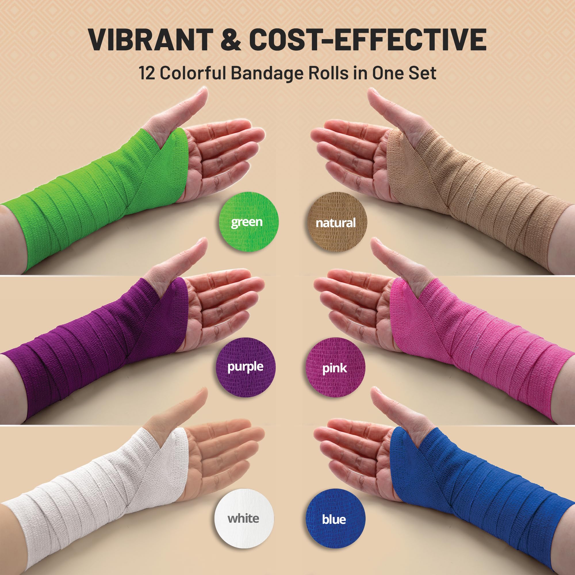 Foto 3 | Envoltura Autoadhesiva Y Cohesiva Medca De Bandages, 5 Cm X 4,5 M, Paquete De 12 - Venta Internacional.