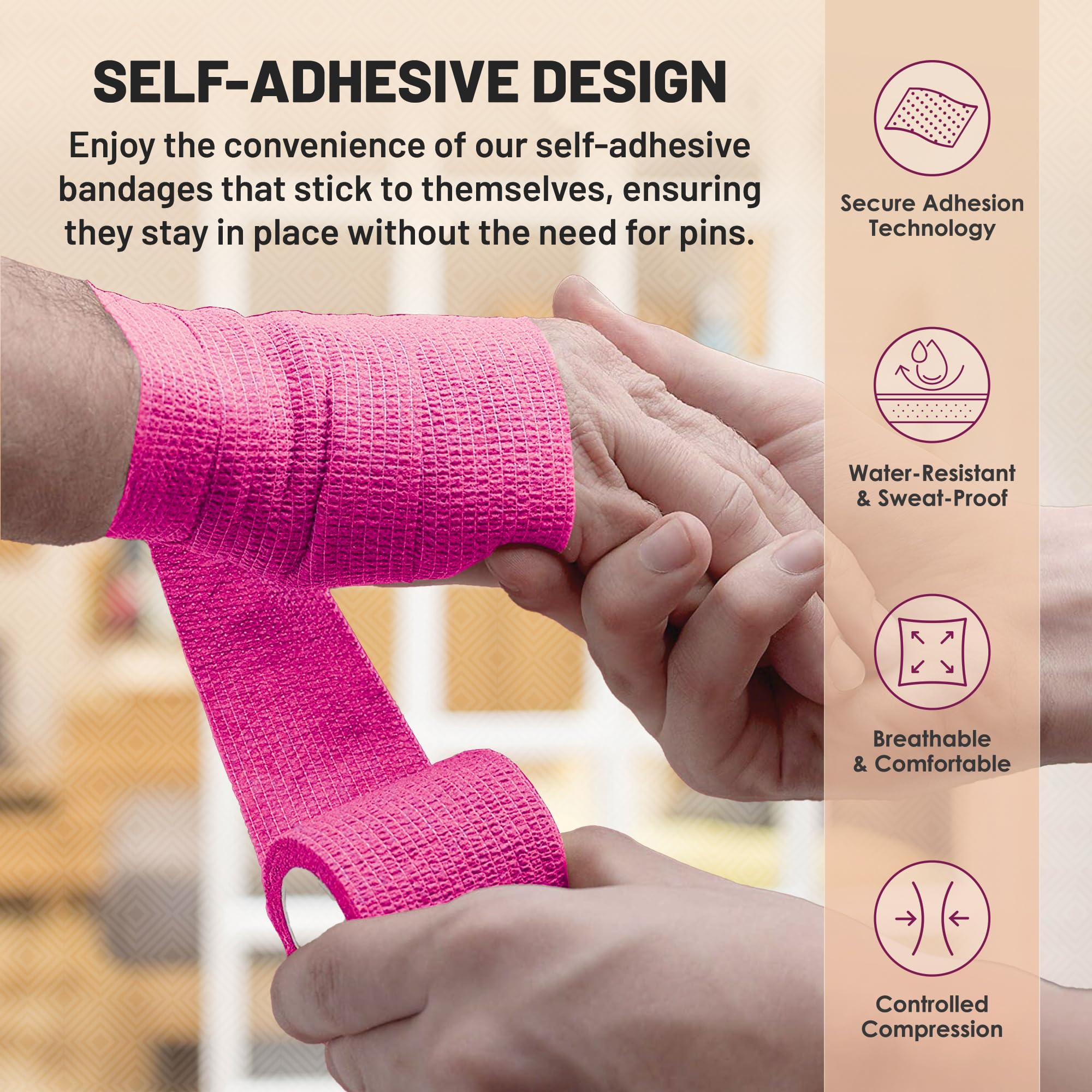 Foto 5 pulgar | Envoltura Autoadhesiva Y Cohesiva Medca De Bandages, 5 Cm X 4,5 M, Paquete De 12 - Venta Internacional.