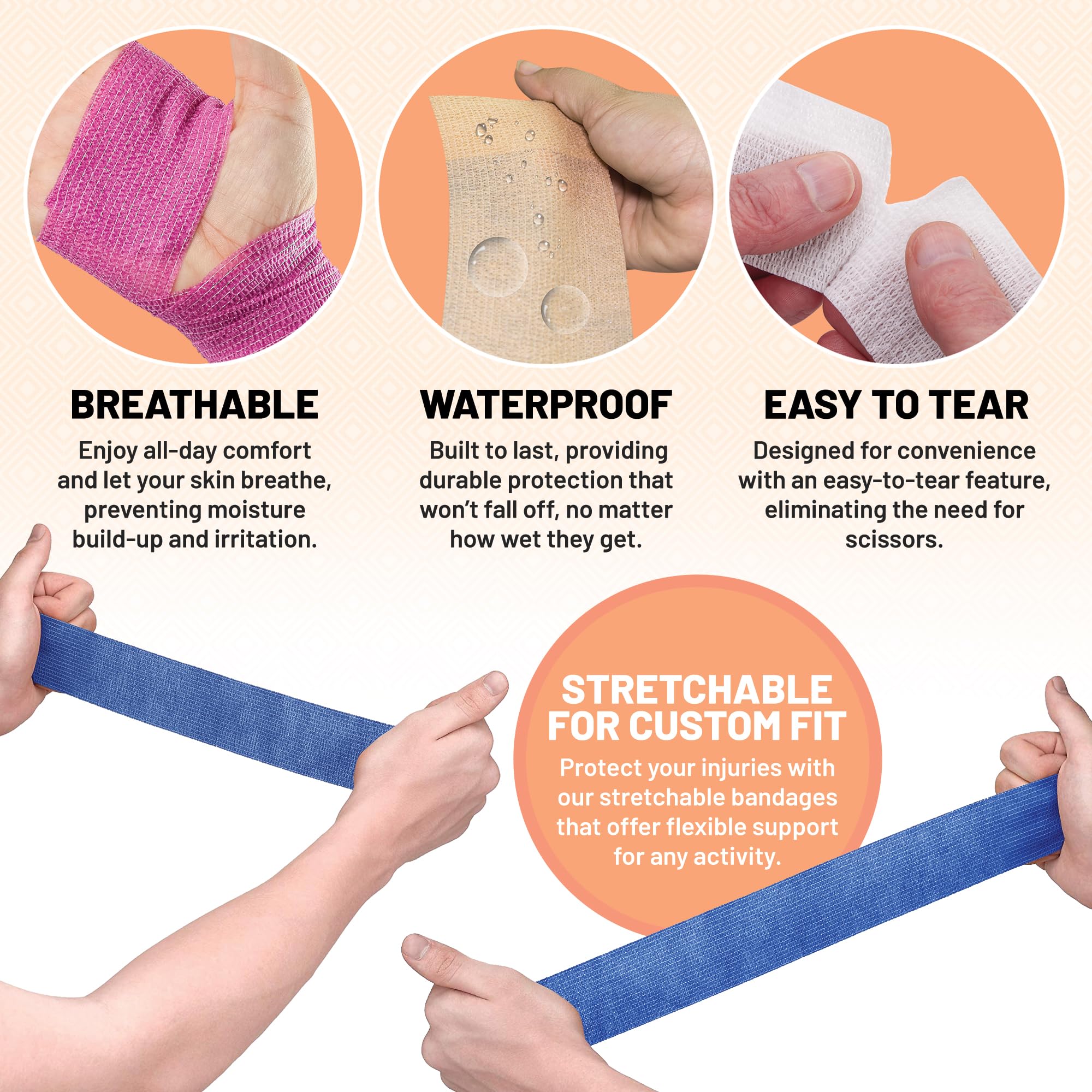 Foto 5 | Envoltura Autoadhesiva Y Cohesiva Medca De Bandages, 5 Cm X 4,5 M, Paquete De 12 - Venta Internacional.