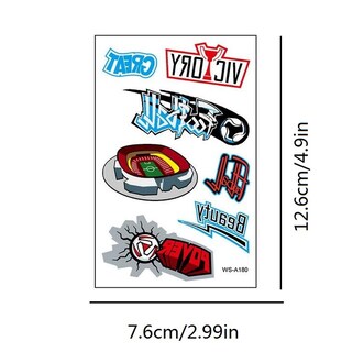 Foto 4 | Adhesivo De Tatuaje Huoguo Impermeable Para Fanáticos Del Sudor Fútbol X10 - Venta Internacional.