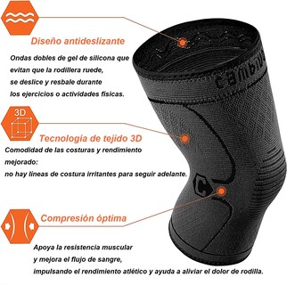 Foto 3 | Par de Rodilleras de Compresión Elástica Malubero color Negro Talla S