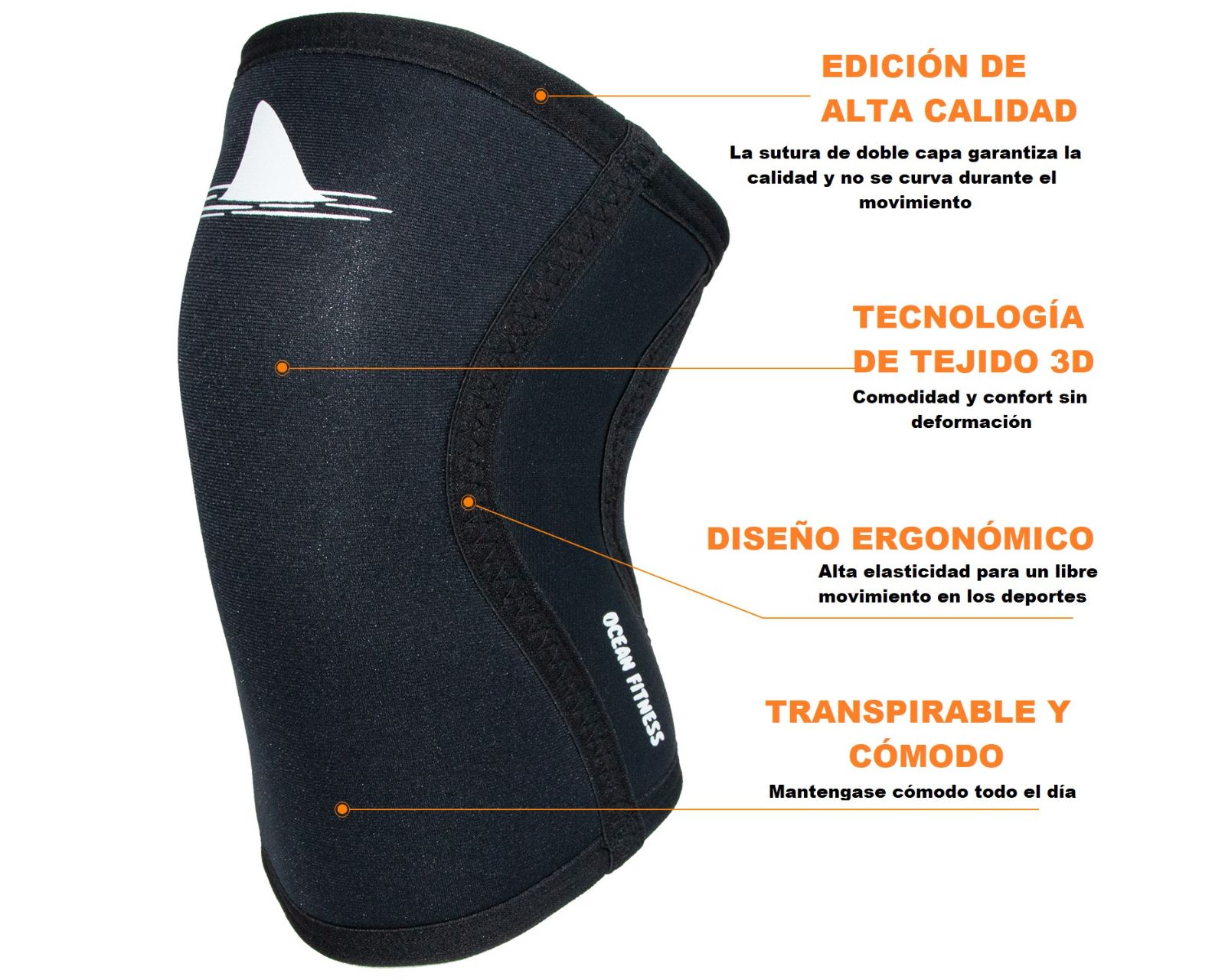 Foto 6 pulgar | Rodilleras Neopreno Deportivas Ocean Fitness color negro 7mm