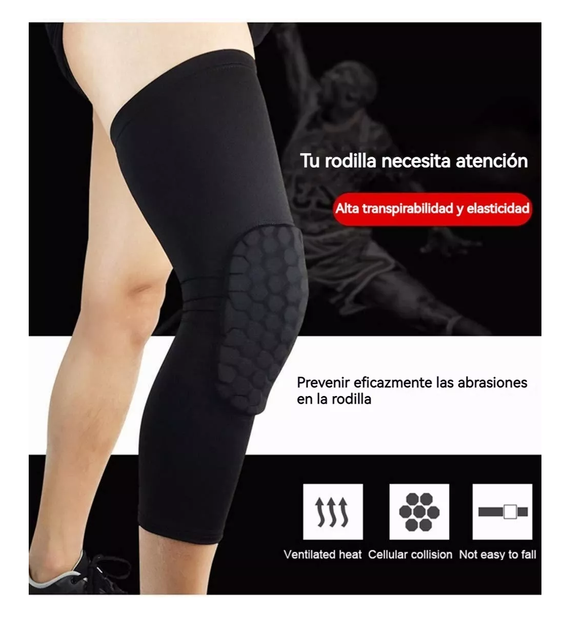 Foto 2 | Par de Rodilleras para Basketball Eo Safe Imports Esi-7350 Panel de Abeja Ajustable Negro