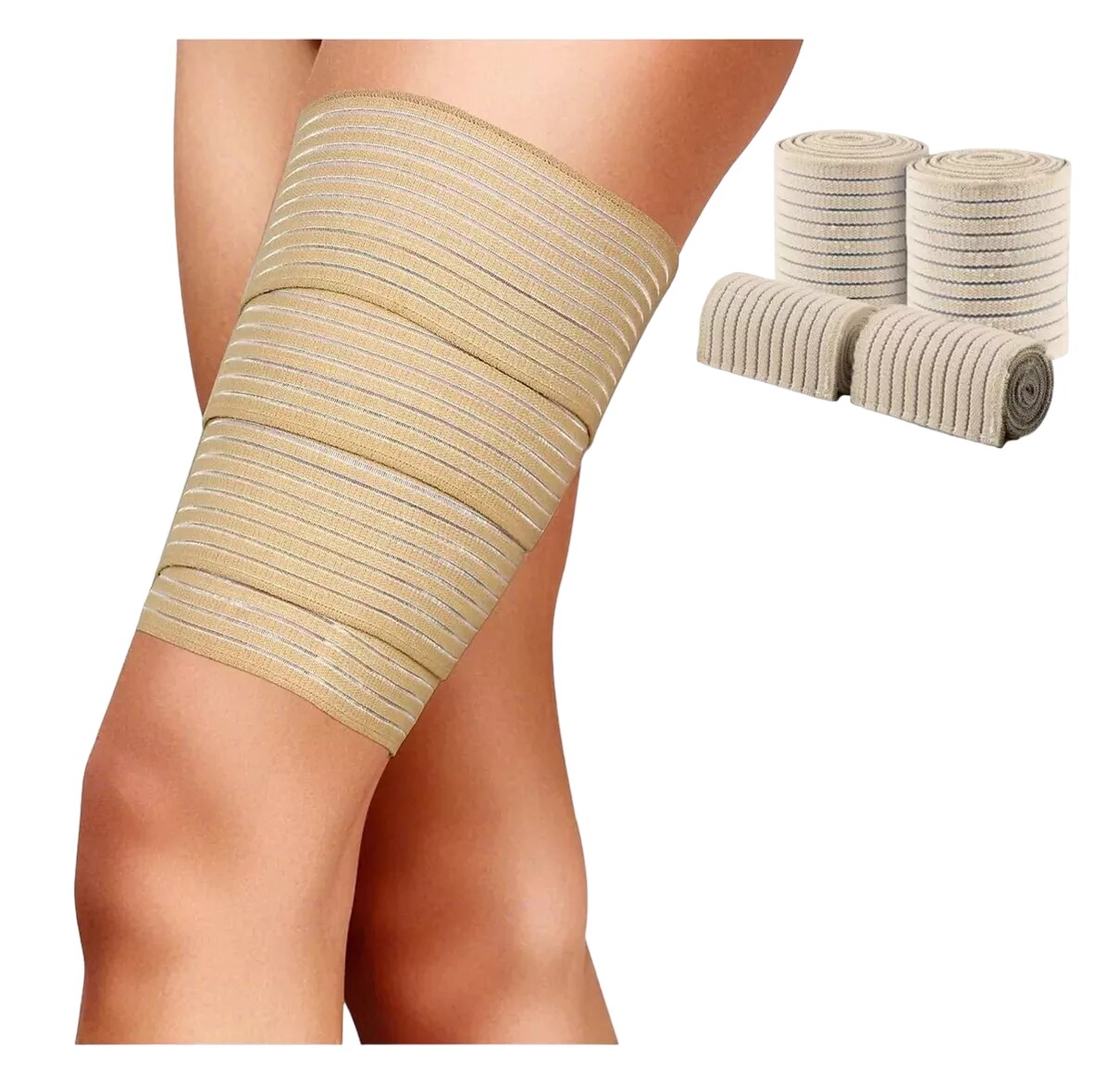 Rodillera Elastica Vendas 2 Par Bandas Deportiva Rodilla Gym, Beige $529