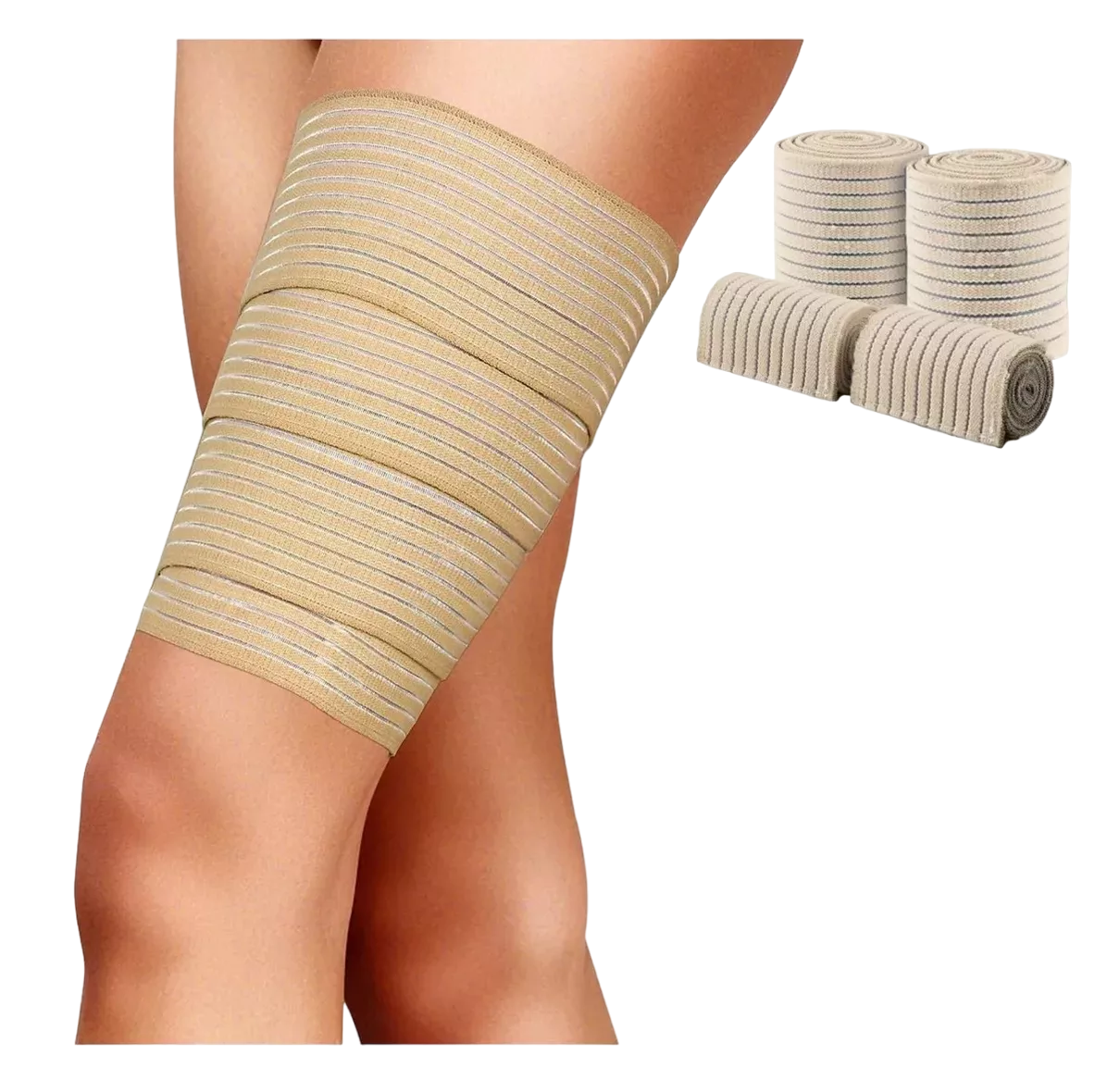 Rodillera Elastica Vendas 2 Par Bandas Deportiva Rodilla Gym, Beige