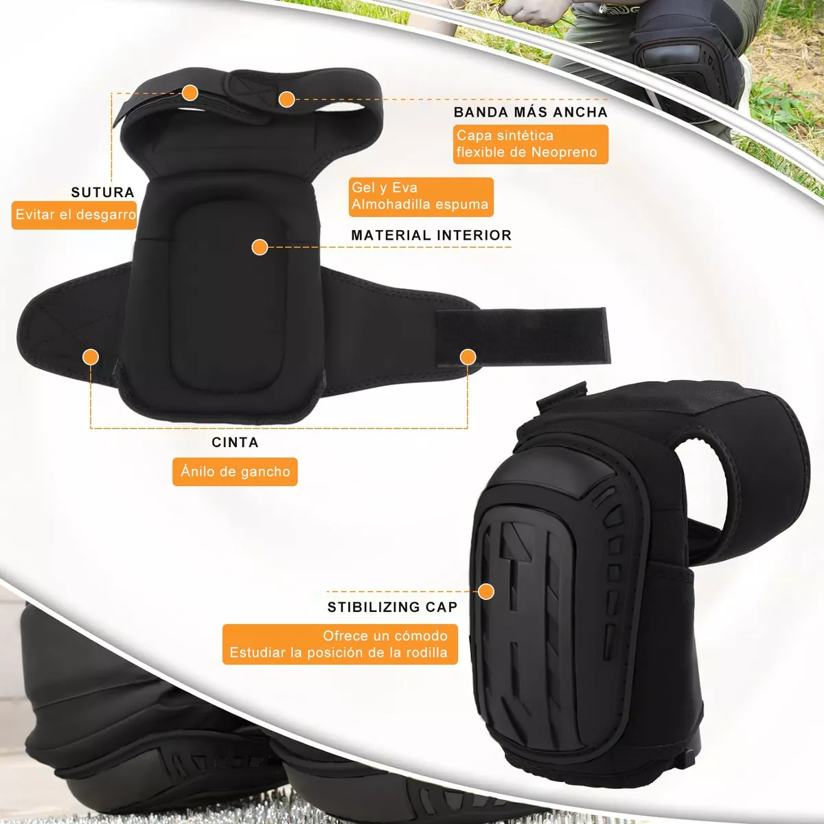 Foto 4 pulgar | Par De Rodilleras Para Trabajos De Construcción Negro M Eo Safe Imports Esi-13711 Negro
