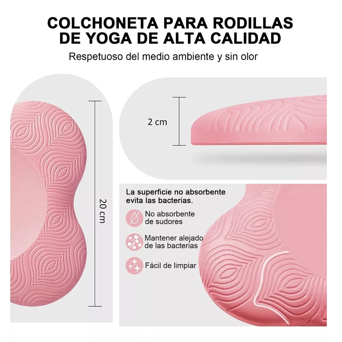 Foto 3 pulgar | Rodillera De Yoga Almohadilla De Apoyo Plana Engrosada 2 Pzs Talla G Eo Safe Imports Esi-15431rosa