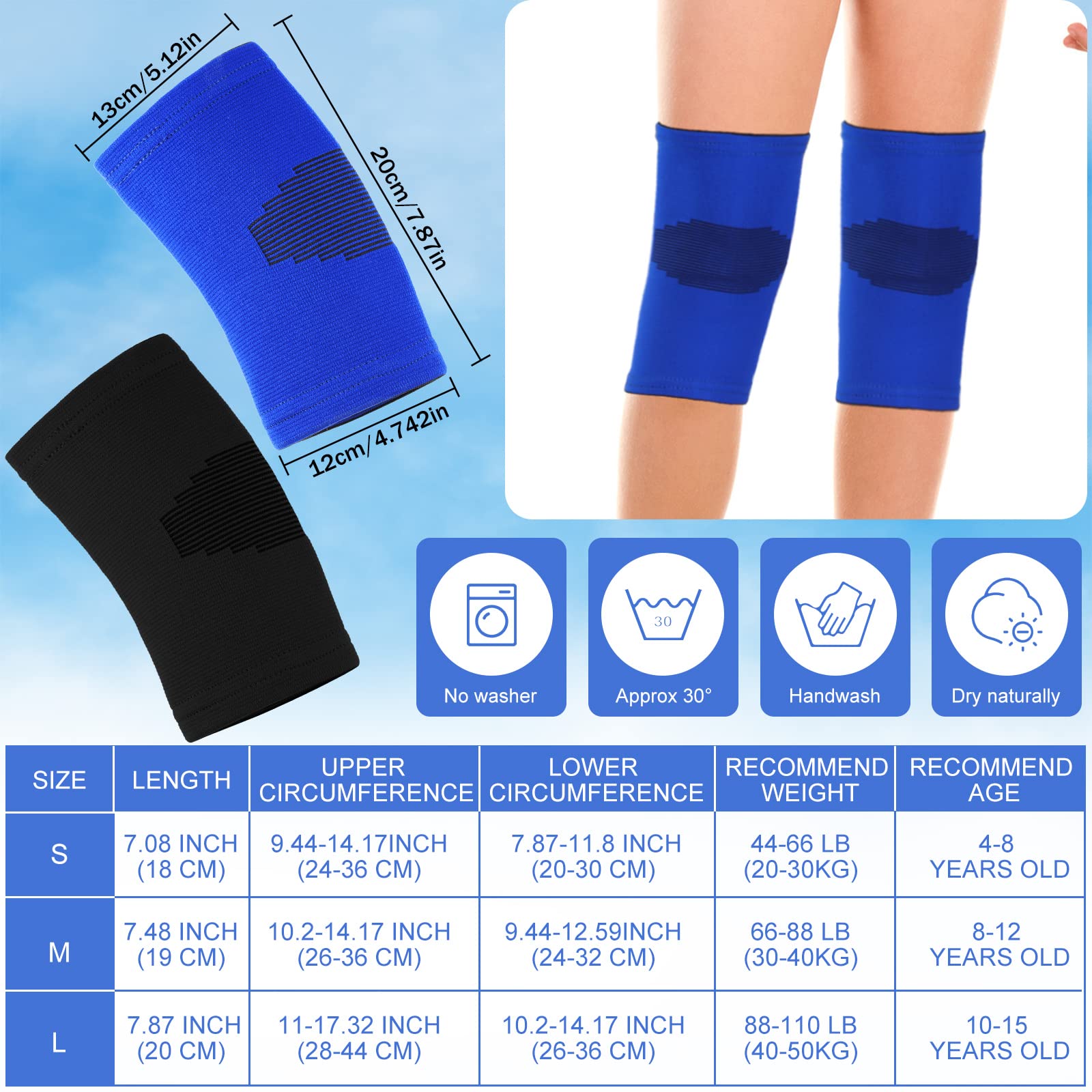Foto 3 pulgar | Soporte De Compresión Skylety Para Niños Con Mangas De Rodilla Para Deportes, 2 Pares - Venta Internacional.