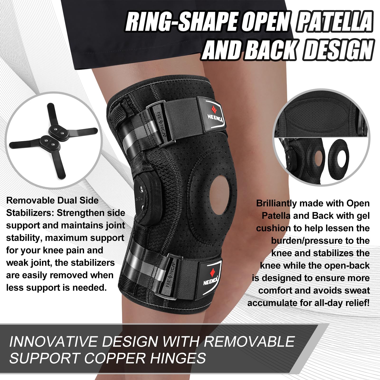 Foto 7 pulgar | Rodillera Neenca Professional Con Soporte Ajustable Con Bisagras - Venta Internacional.
