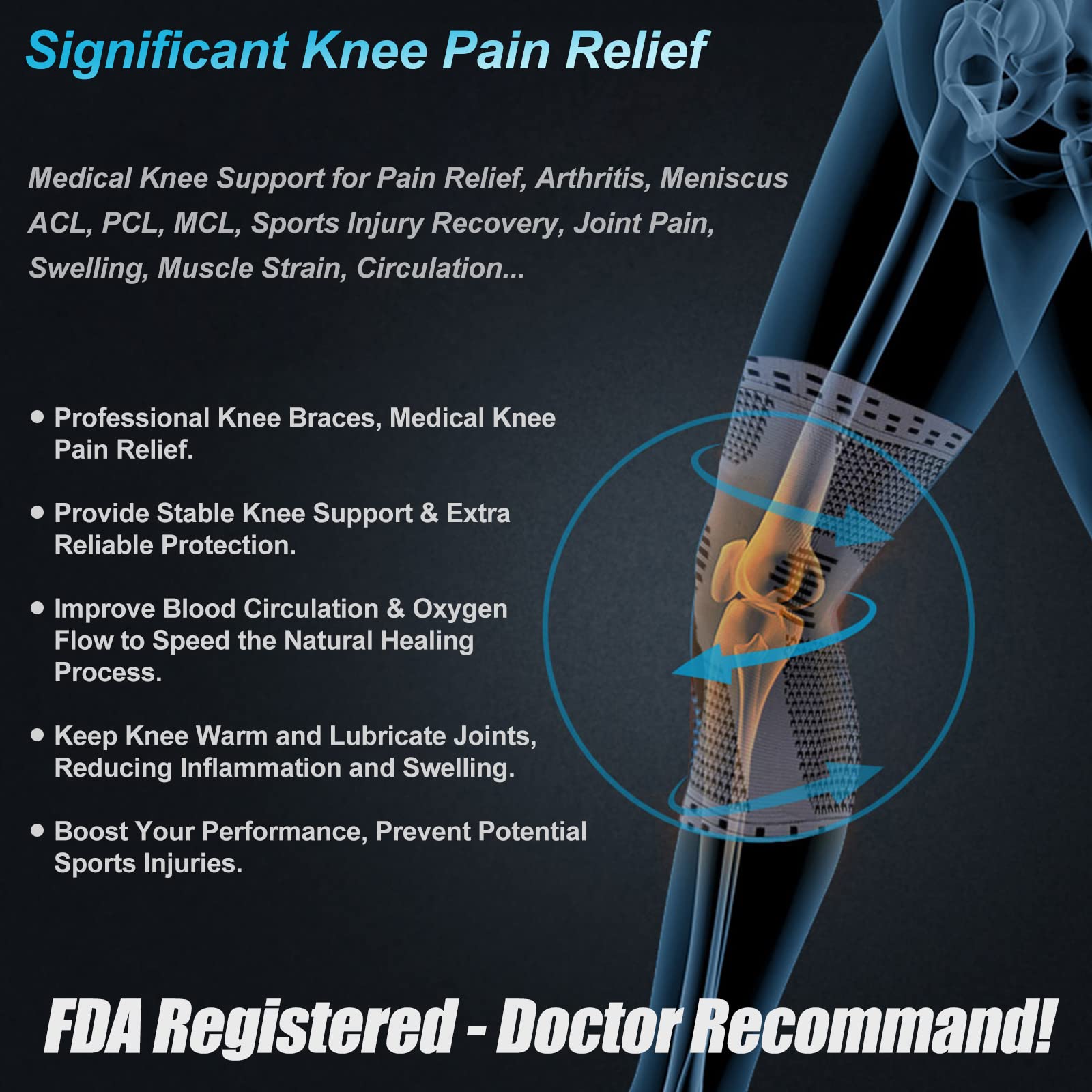 Foto 5 pulgar | Paquete De 2 Rodilleras Neenca Para El Dolor De Rodilla, Mangas De Compresión - Venta Internacional.