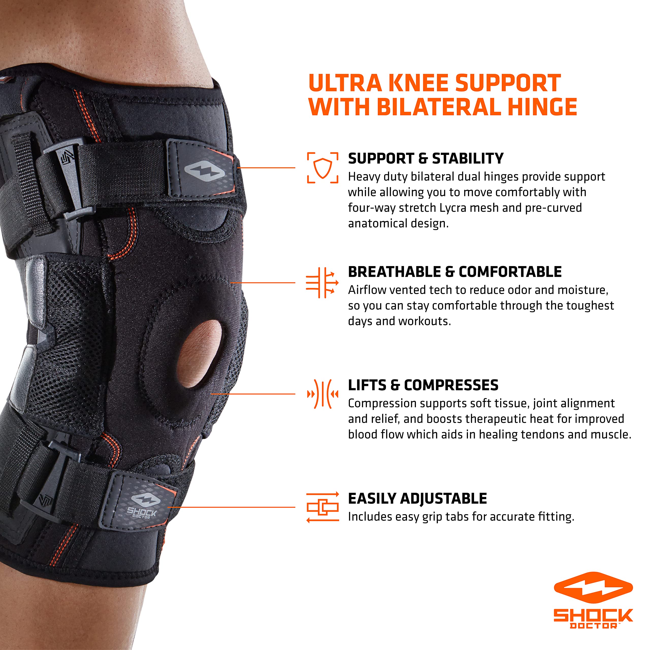 Foto 2 | Rodillera Shock Doctor Maximum Support Compression, Negra - Venta Internacional.