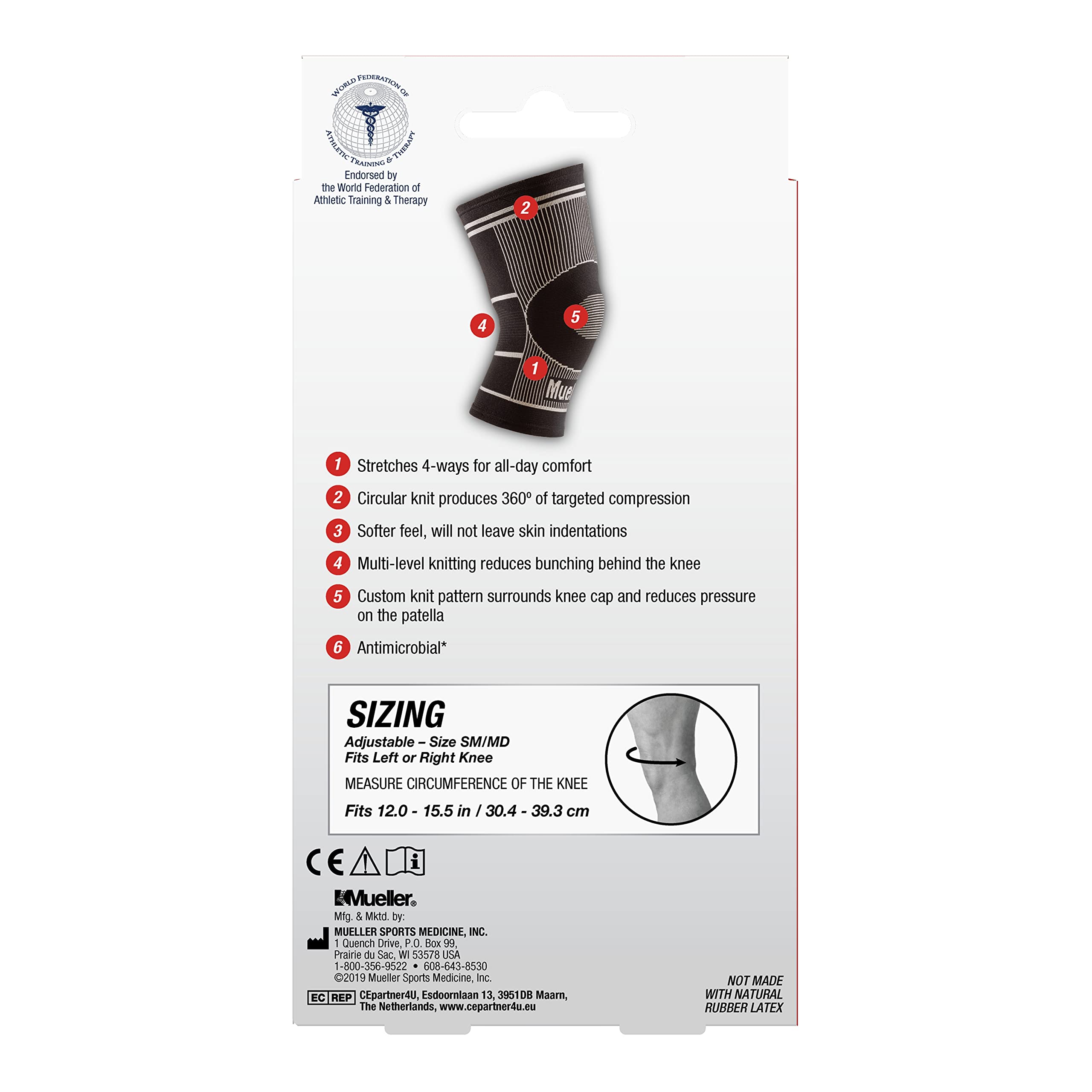 Foto 4 | Soporte De Rodilla Mueller Sports Medicine Elástico En 4 Direcciones Negro S/m - Venta Internacional.