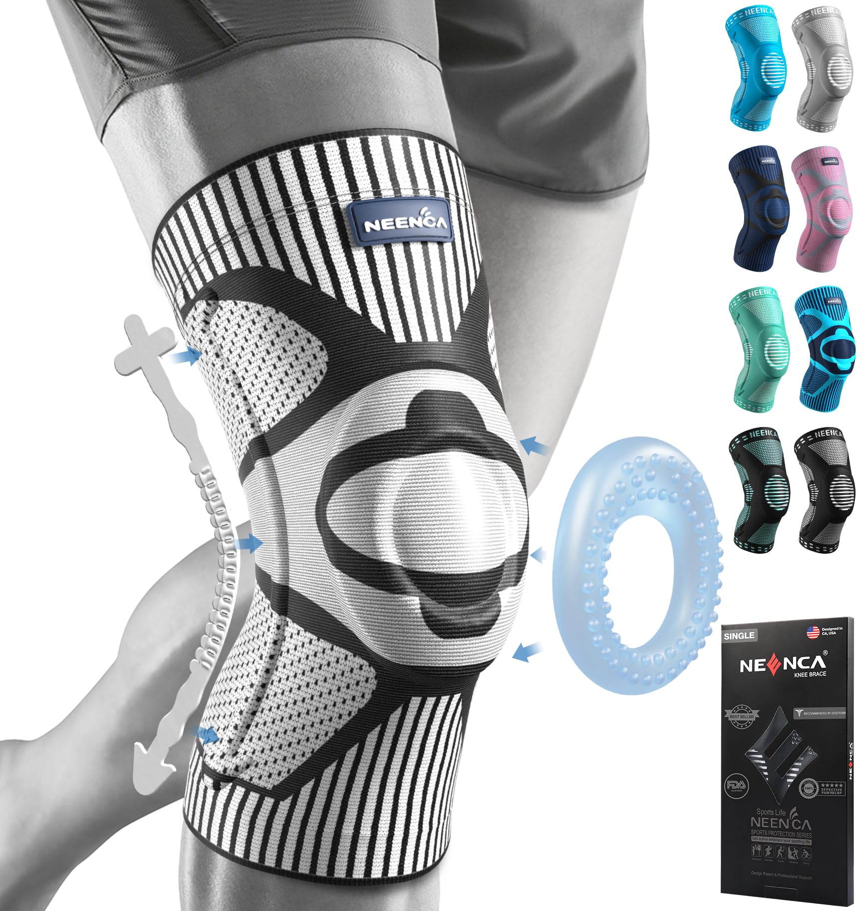 Foto 2 pulgar | Rodillera Neenca Para Aliviar El Dolor De Rodilla Con Almohadilla De Rótula Y Estabilizadores - Venta Internacional.