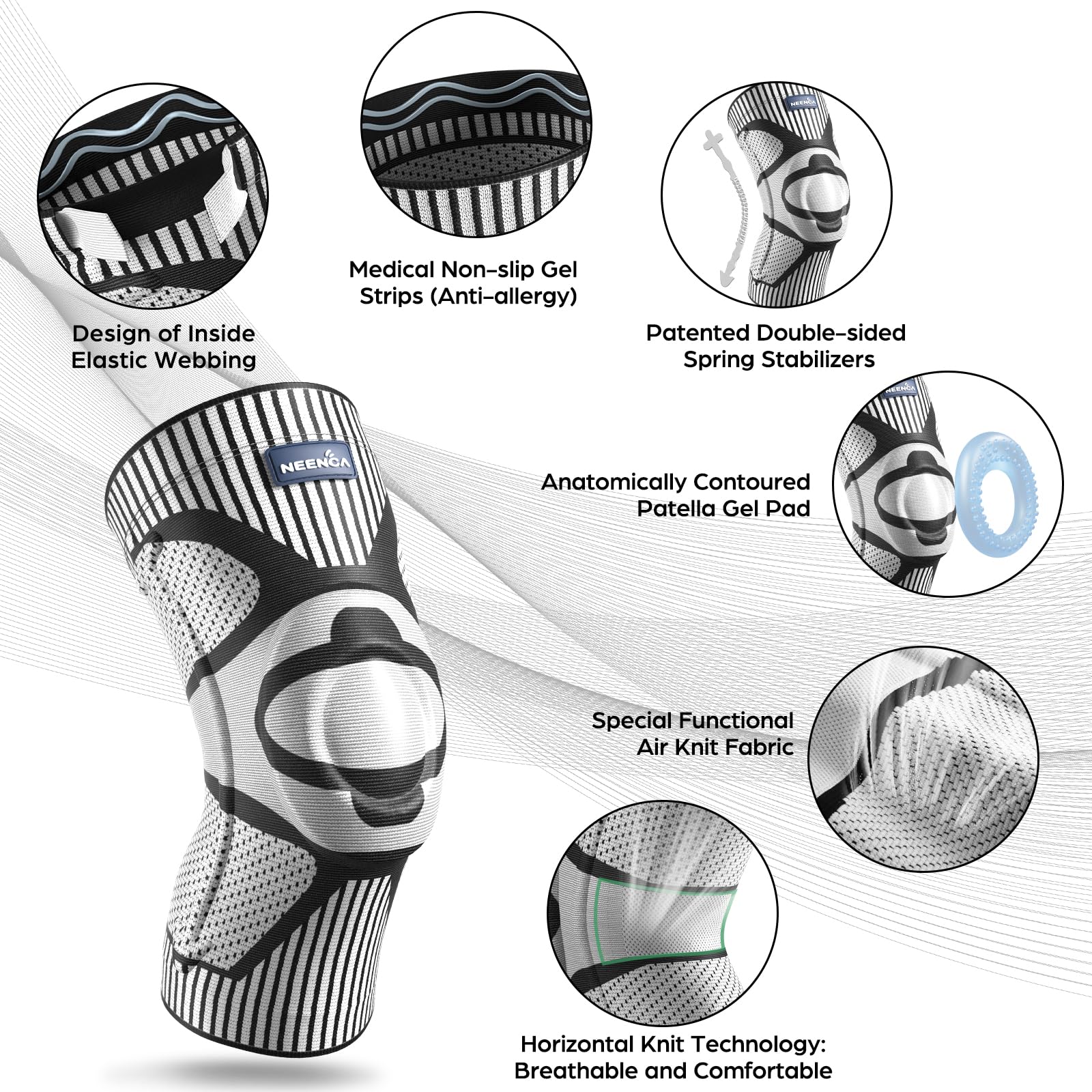 Foto 3 pulgar | Rodillera Neenca Para Aliviar El Dolor De Rodilla Con Almohadilla De Rótula Y Estabilizadores - Venta Internacional.