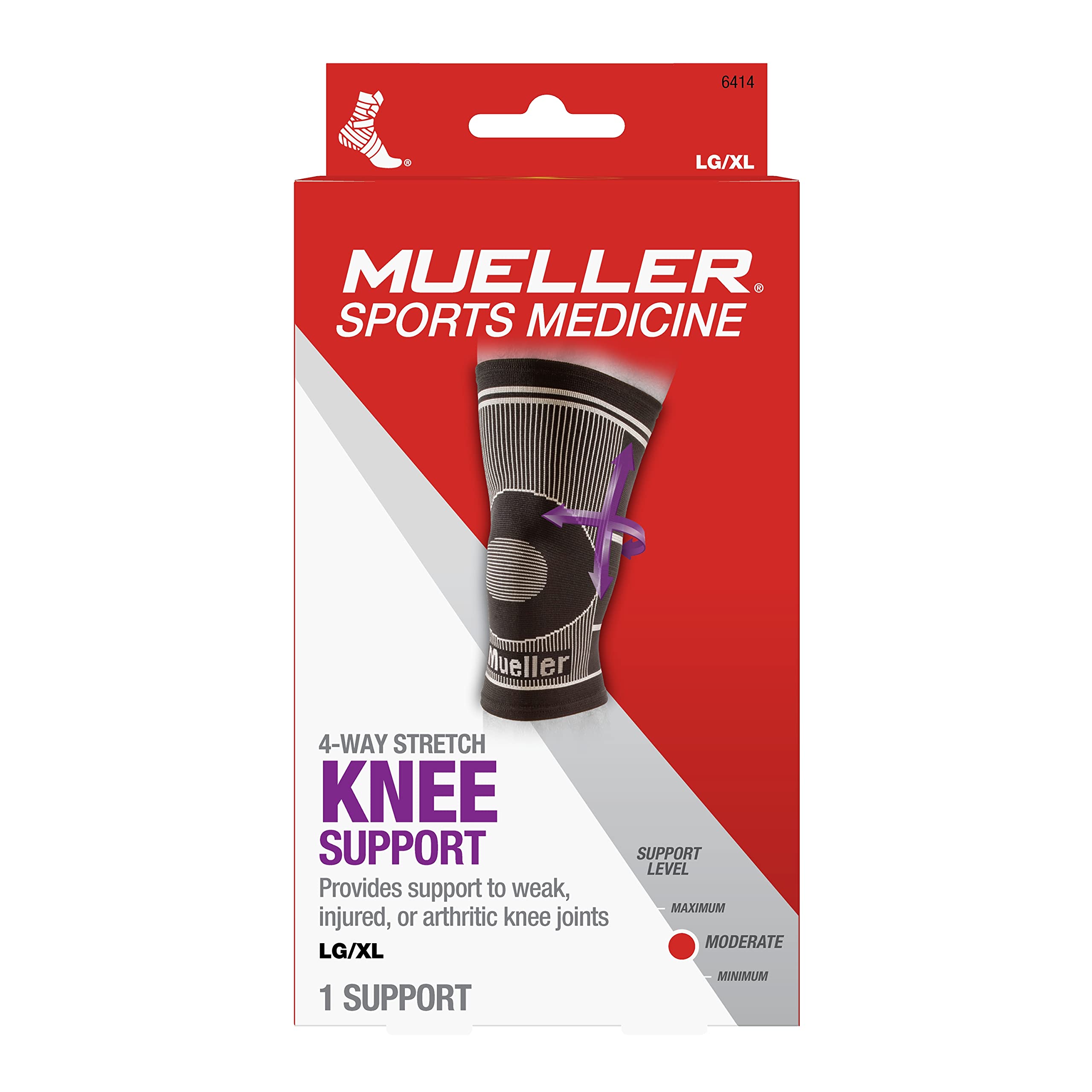 Foto 4 pulgar | Soporte De Rodilla Mueller Sports Medicine Elástico En 4 Direcciones Negro L/xl - Venta Internacional.