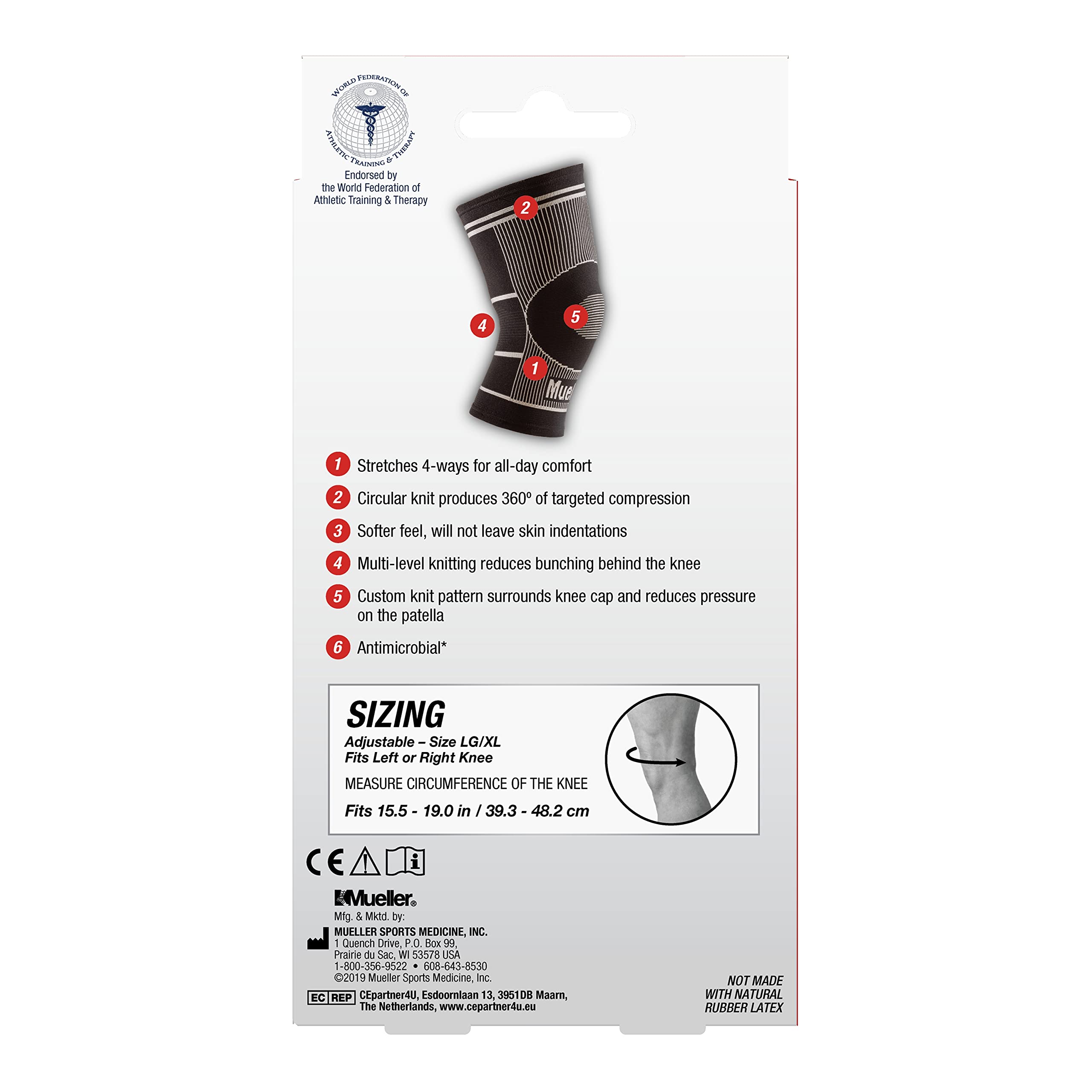 Foto 5 pulgar | Soporte De Rodilla Mueller Sports Medicine Elástico En 4 Direcciones Negro L/xl - Venta Internacional.