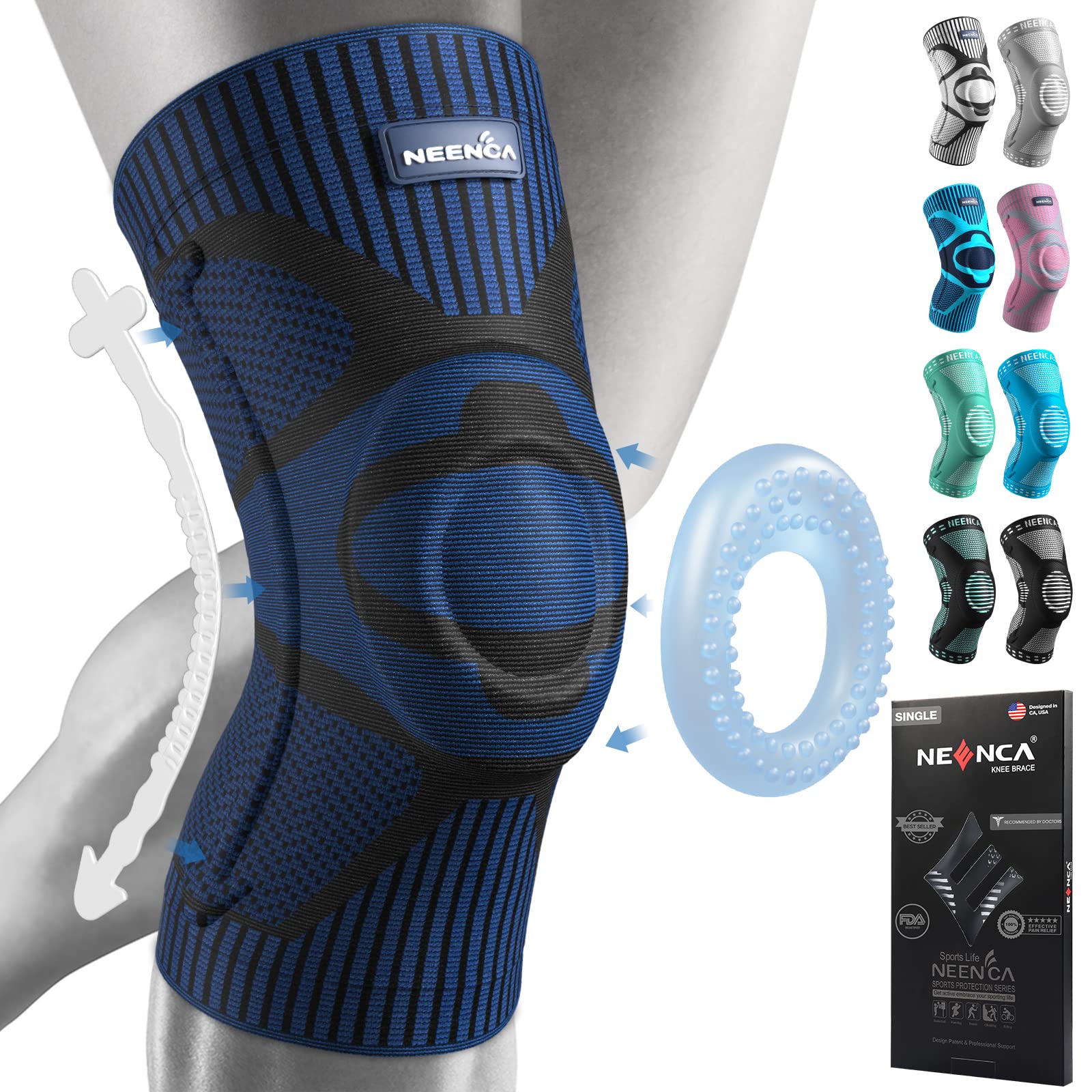 Foto 2 pulgar | Rodillera Neenca Para Aliviar El Dolor De Rodilla Con Almohadilla De Rótula Y Estabilizadores - Venta Internacional.