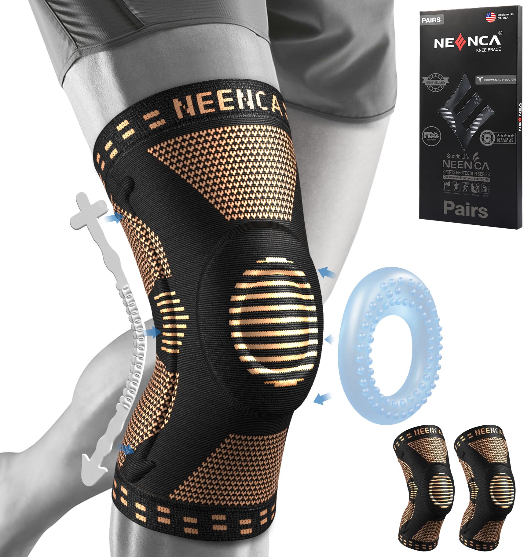 Foto 2 pulgar | Rodilleras Neenca Para Aliviar El Dolor De Rodilla, Paquete De 2 Para Hombres Y Mujeres - Venta Internacional.