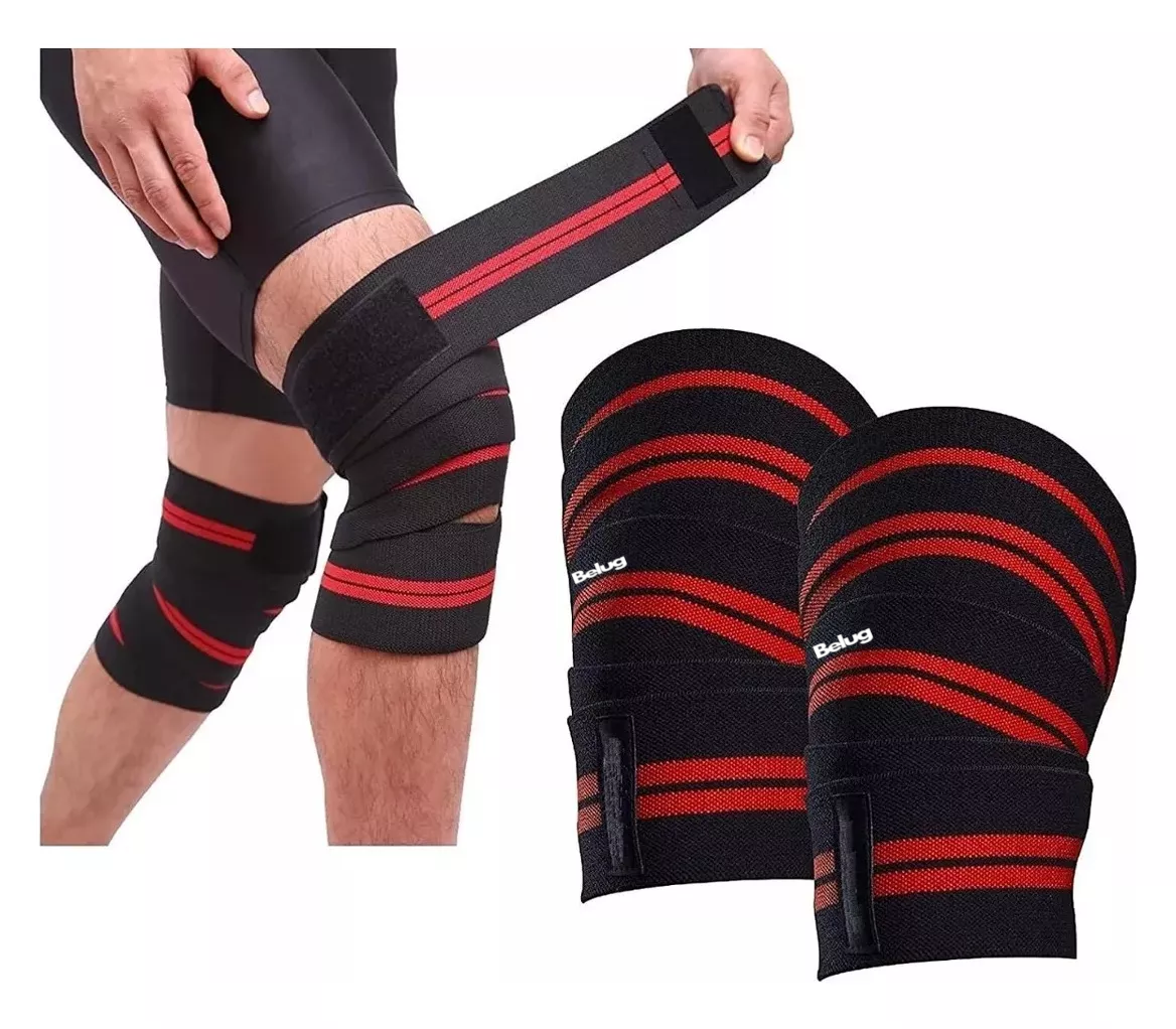 Foto 4 pulgar | Rodillera Elástica Vendas 1 Par Bandas Deportiva Rodilla Gym Belug Rojo/negro