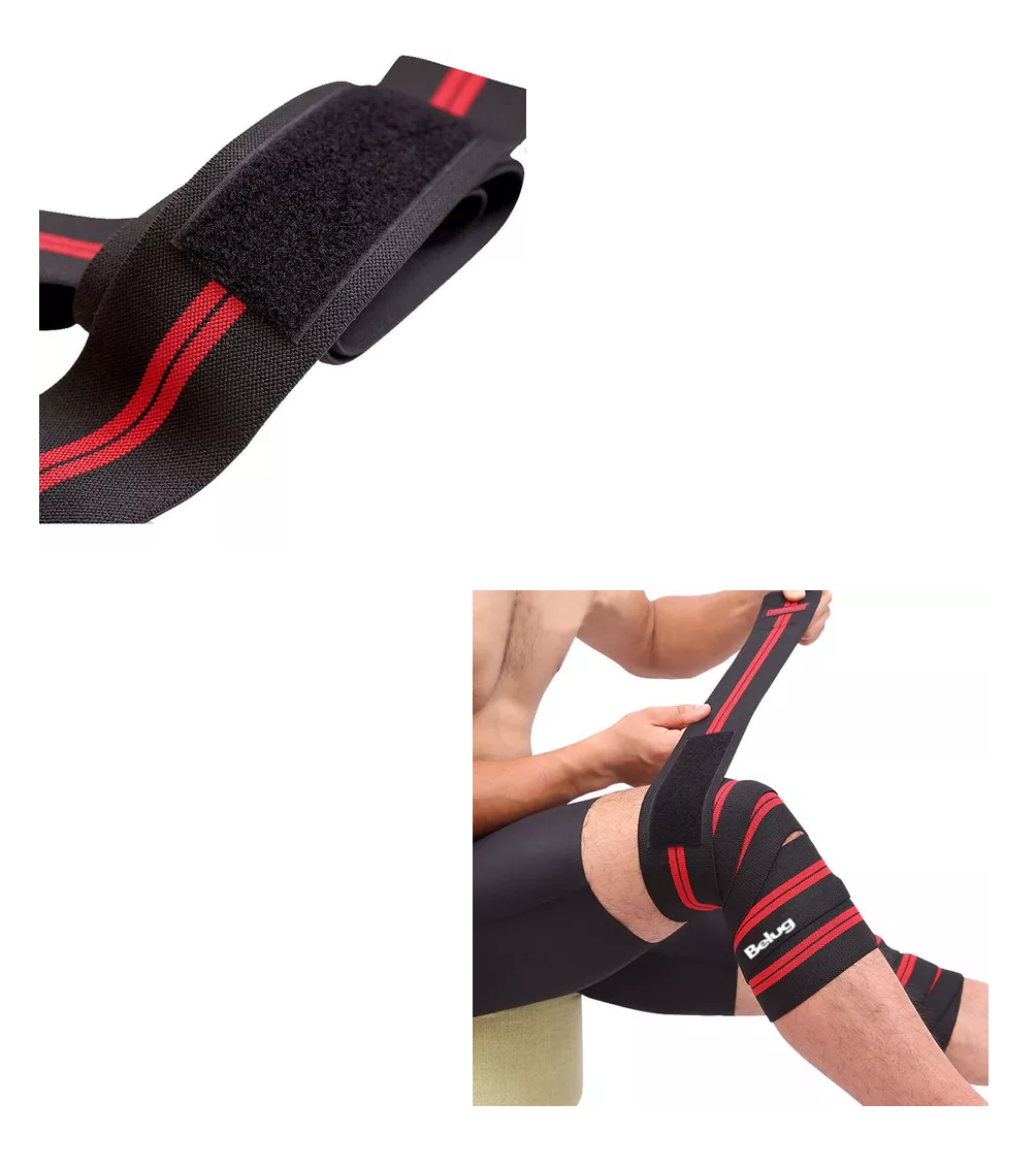 Foto 6 pulgar | Rodillera Elástica Vendas 1 Par Bandas Deportiva Rodilla Gym Belug Rojo/negro