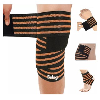 Foto 2 | Rodillera Elastica Vendas 1 Par Bandas Deportiva Rodilla Gym Belug Naranja/negro