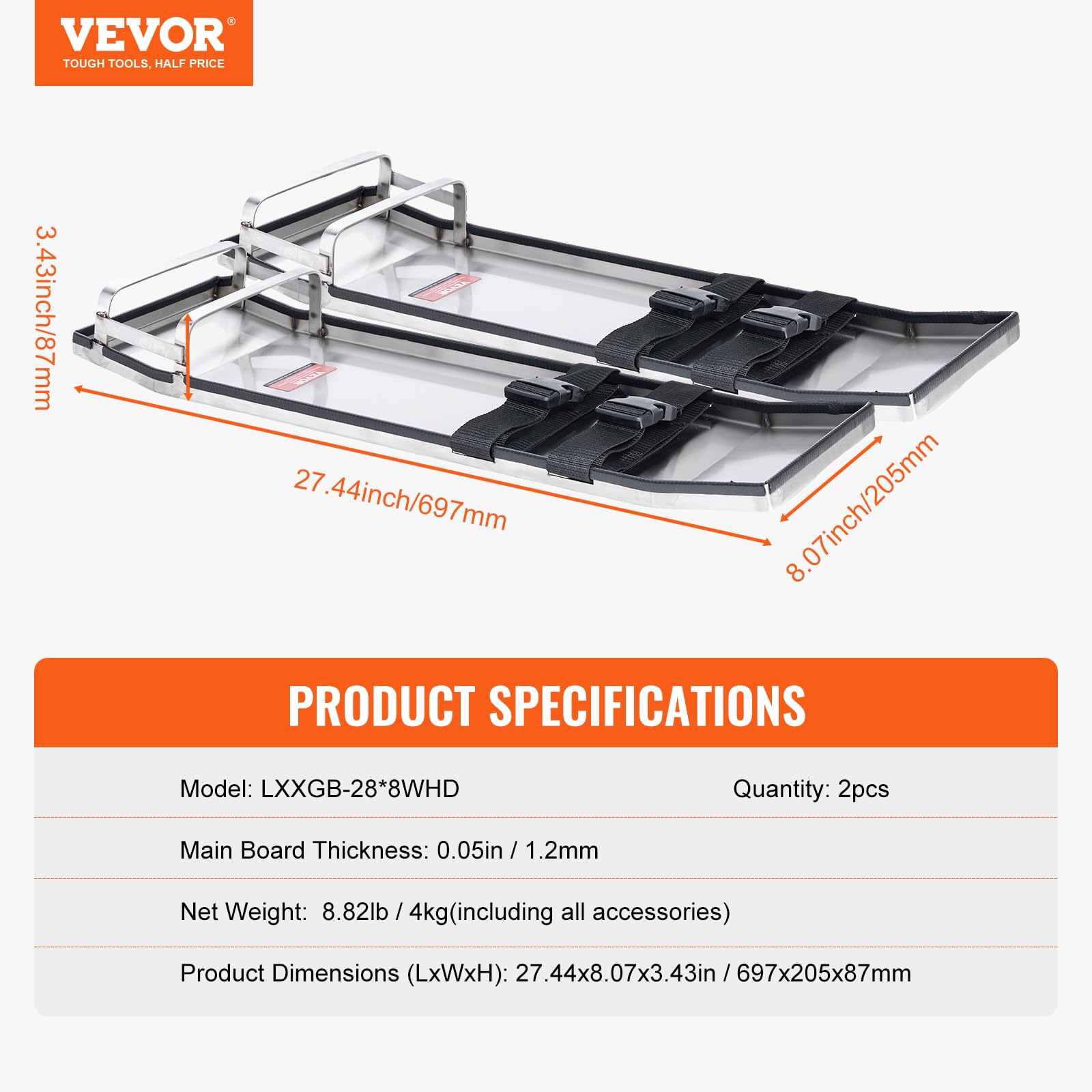 Foto 7 | Par De Rodilleras De Hormigón Vevor De Acero Inoxidable De 71 X 20 Cm - Venta Internacional.