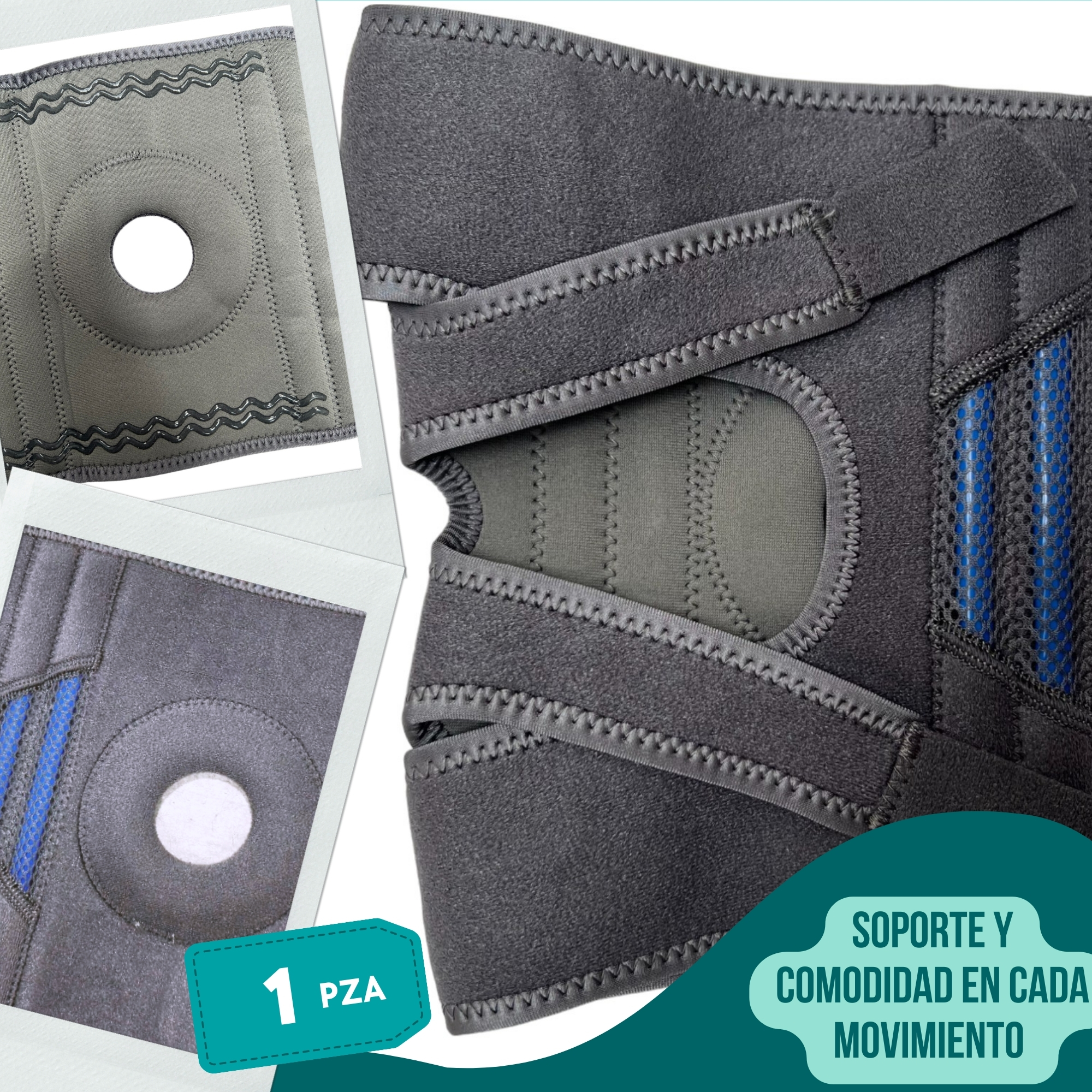 Foto 4 pulgar | Rodillera Deportiva Universal Resortes De Goma Para Una Estabilidad Superior De La Rodilla (gris)