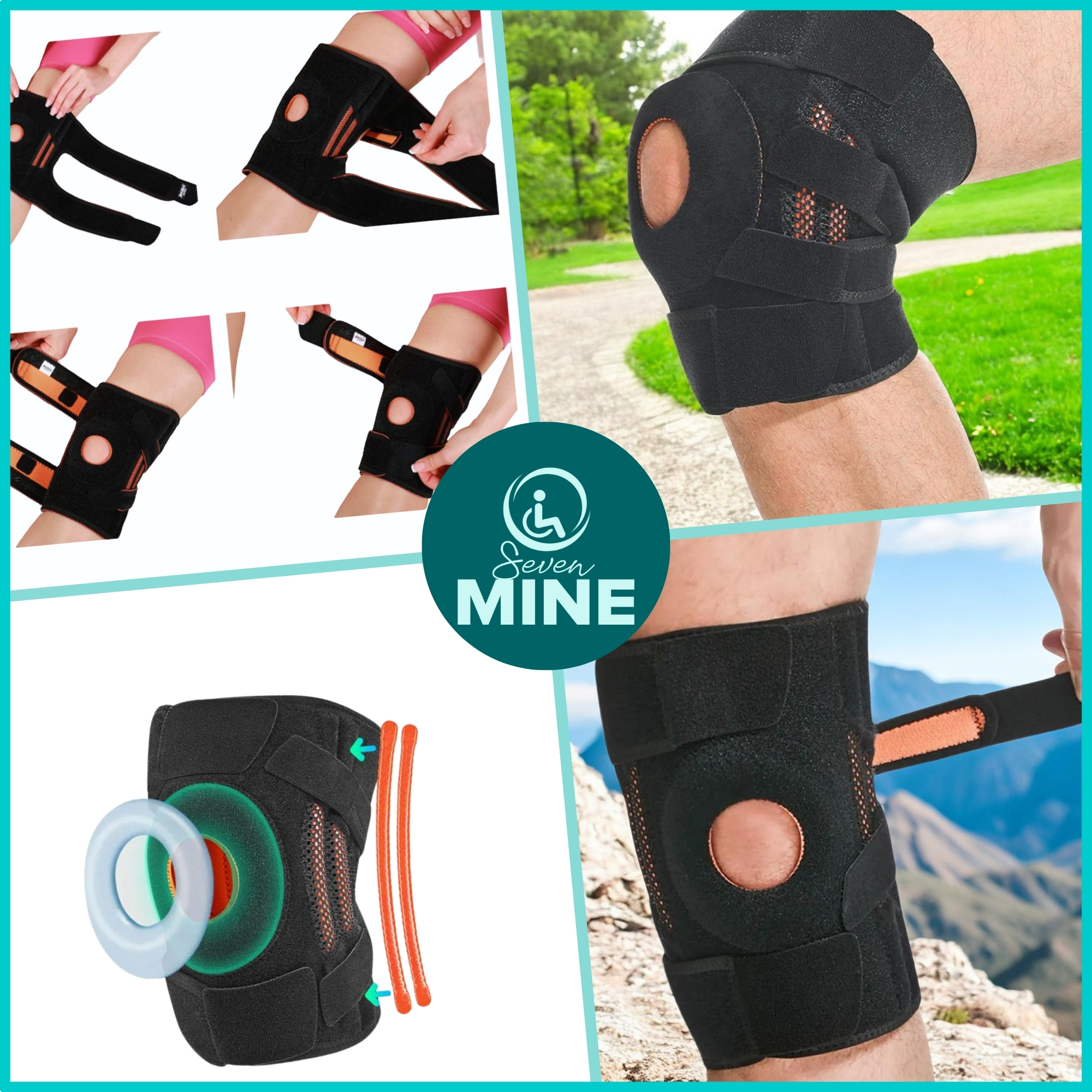 Foto 5 | Rodillera Deportiva Universal Resortes De Goma Para Una Estabilidad Superior De La Rodilla (negro)