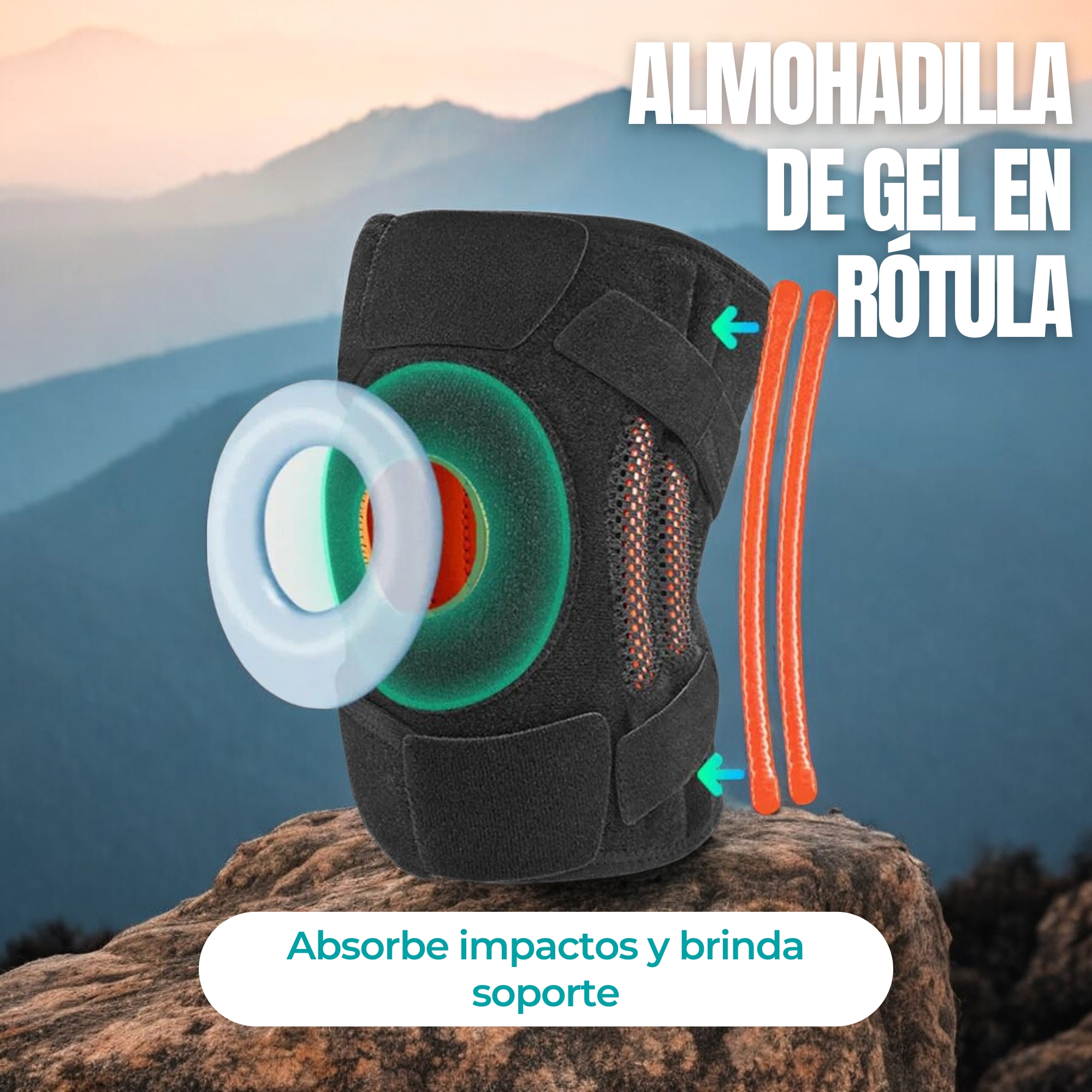 Foto 8 | Rodillera Deportiva Universal Resortes De Goma Para Una Estabilidad Superior De La Rodilla (negro)