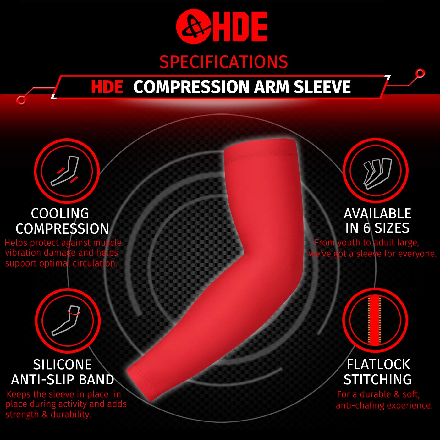 Foto 4 pulgar | Manguitos De Compresión Para Brazos Hde Para Niños De Baloncesto, Color Rojo - Ym - Venta Internacional.