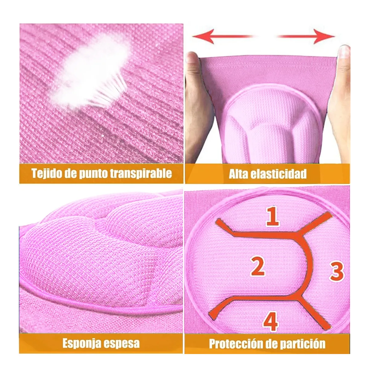 Foto 3 pulgar | Rodilleras Deportivas Para Vóleibol, Baloncesto O Baile Talla M Eo Safe Imports Esi-19822 Rosa