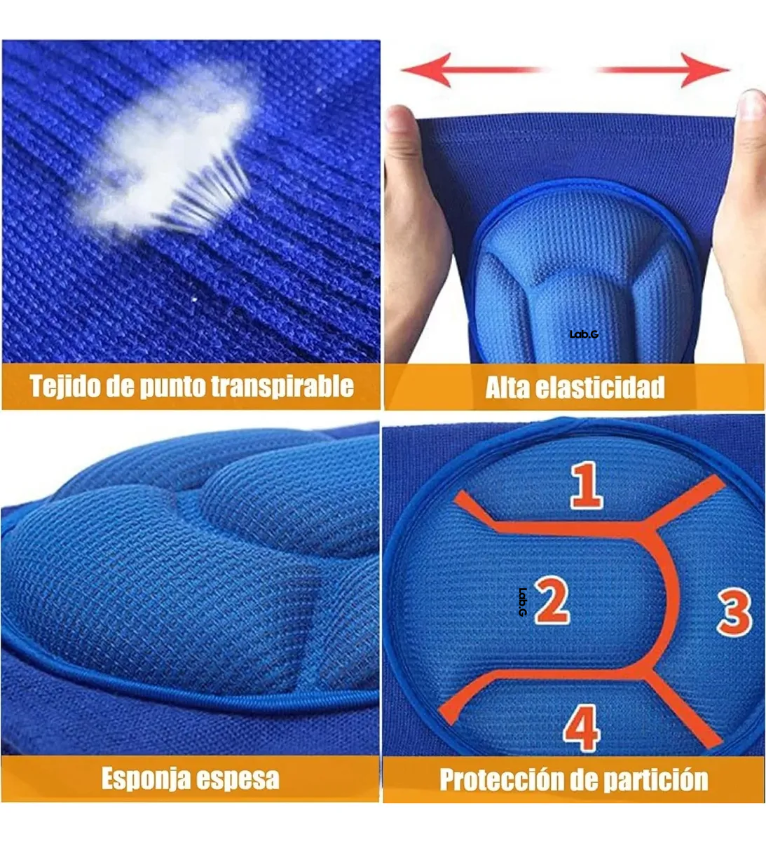 Foto 3 pulgar | Rodilleras Lab.g Deportivas Para Deporte Azul Rey Talla G Grande