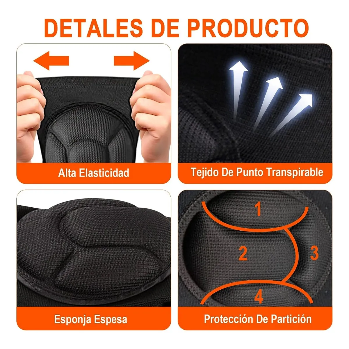 Foto 3 pulgar | Rodilleras Deportivas Elasticas  2 Piezas, Talla M Lab.g Negro